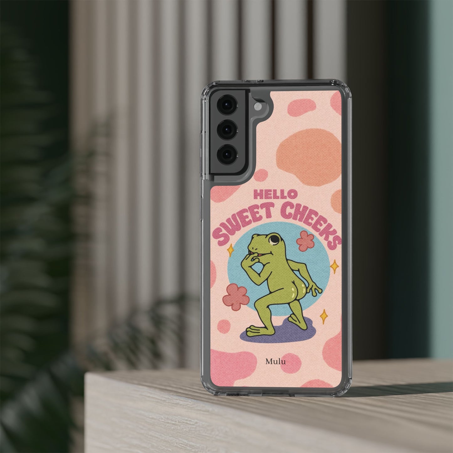 Clear Impact Phone Case — "Hello Sweet Cheeks" Retro Frog Design