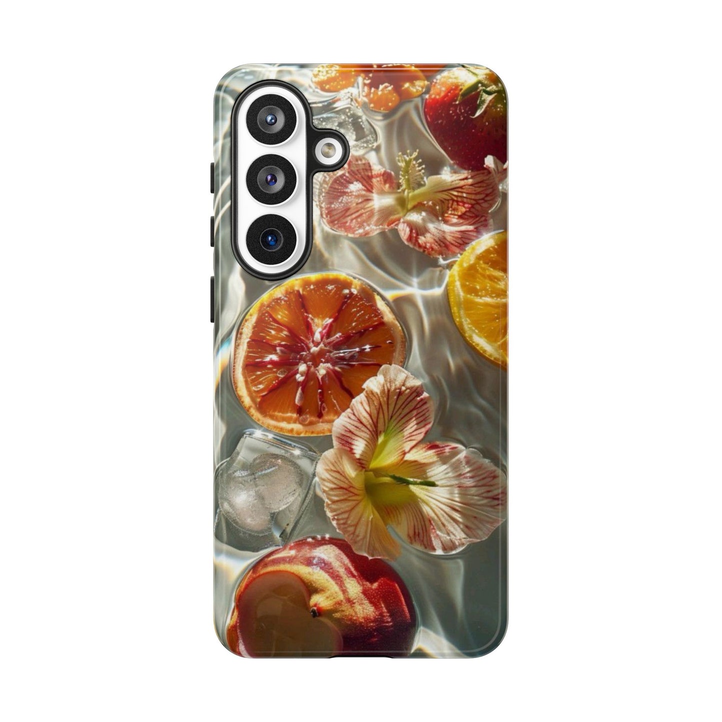 Citrus & Hibiscus Protective Phone Case – Summer Fruit Water Print Tough Case