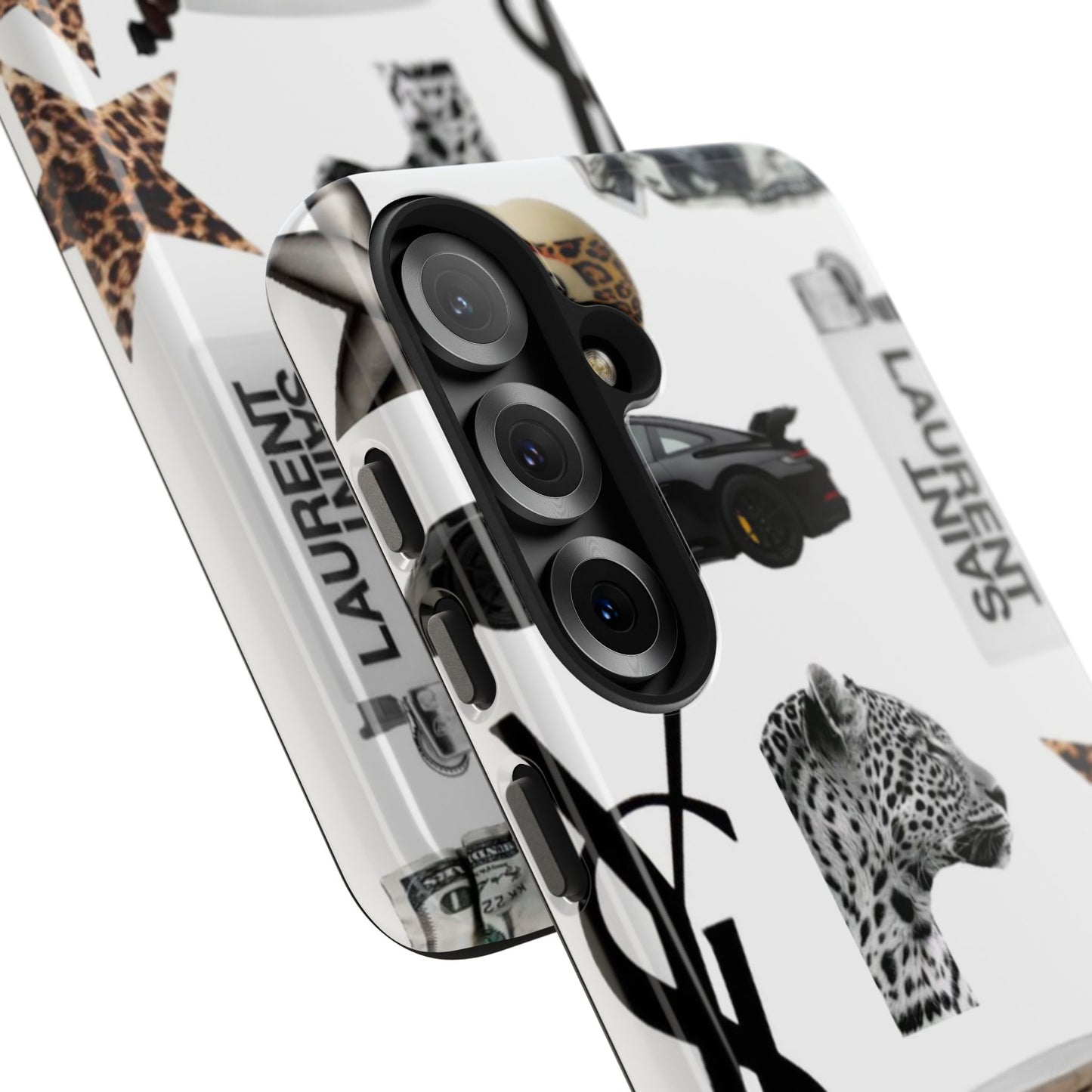 Tough Phone Case — Luxe Fashion Collage with Leopard, Martini & Kiss Print