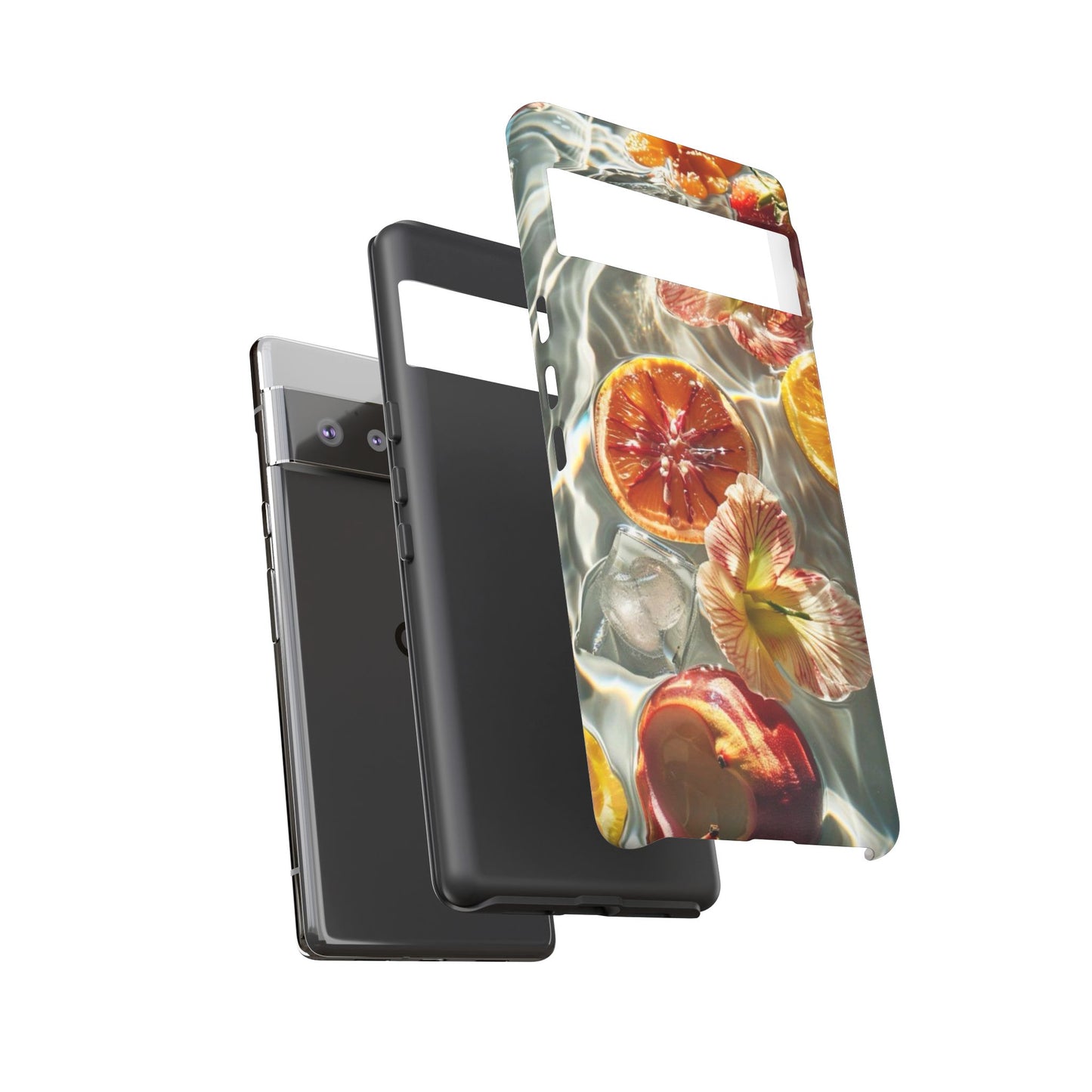 Citrus & Hibiscus Protective Phone Case – Summer Fruit Water Print Tough Case