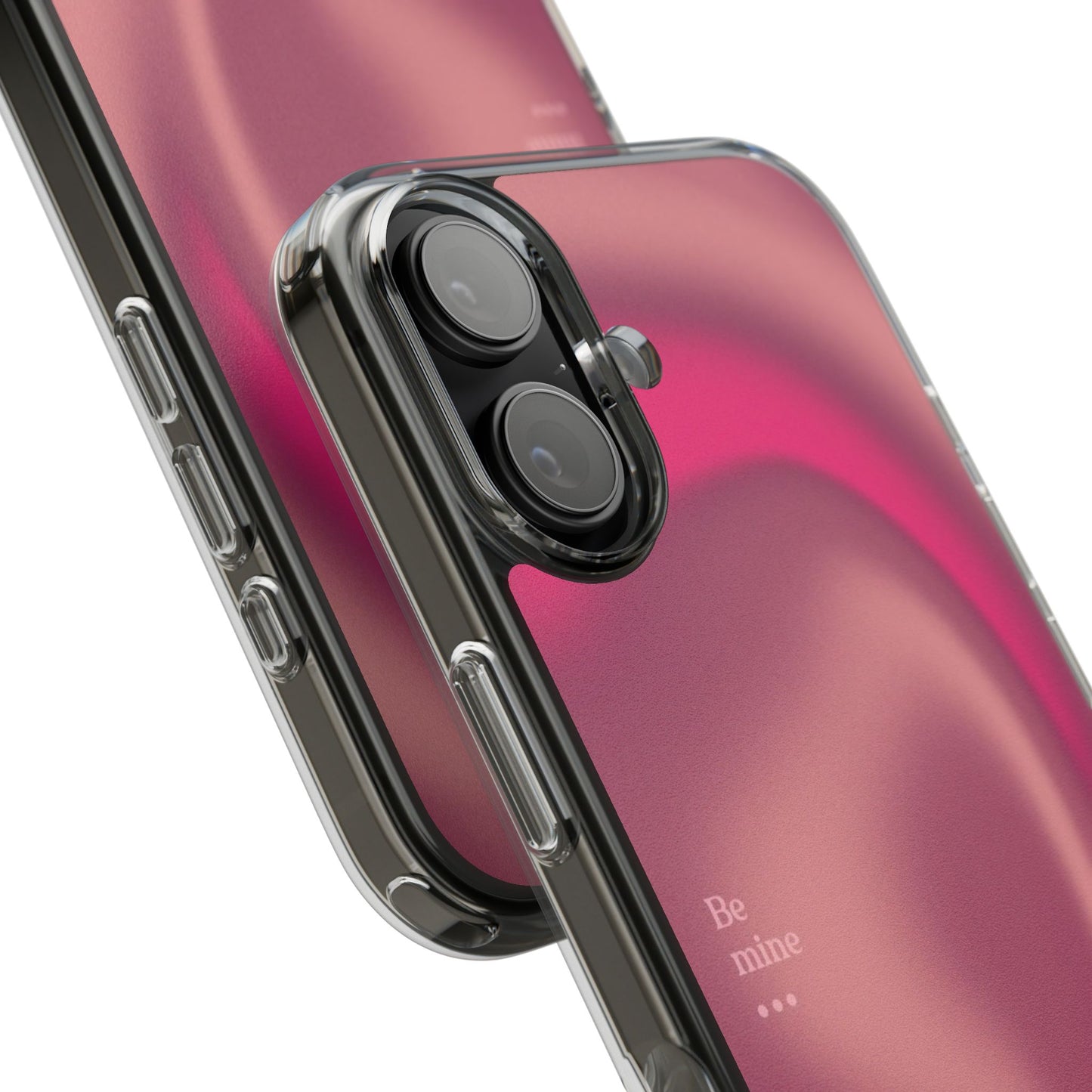 Clear Impact Phone Case — Pink Satin Swirl "Be mine" Design