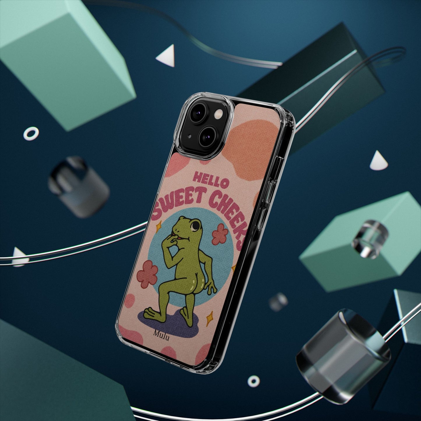 Clear Impact Phone Case — "Hello Sweet Cheeks" Retro Frog Design