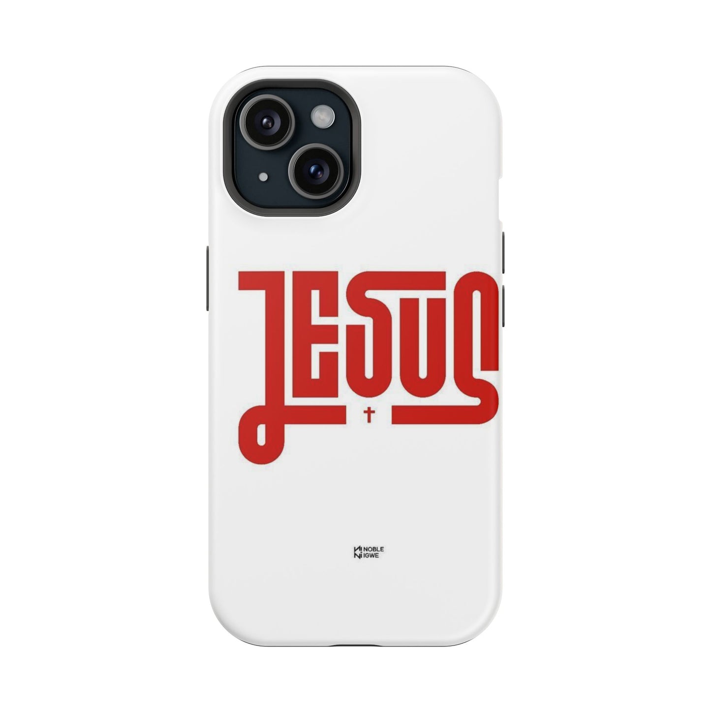 Jesus Magnetic Impact‑Resistant Phone Case — Bold Red Script Christian iPhone Cover