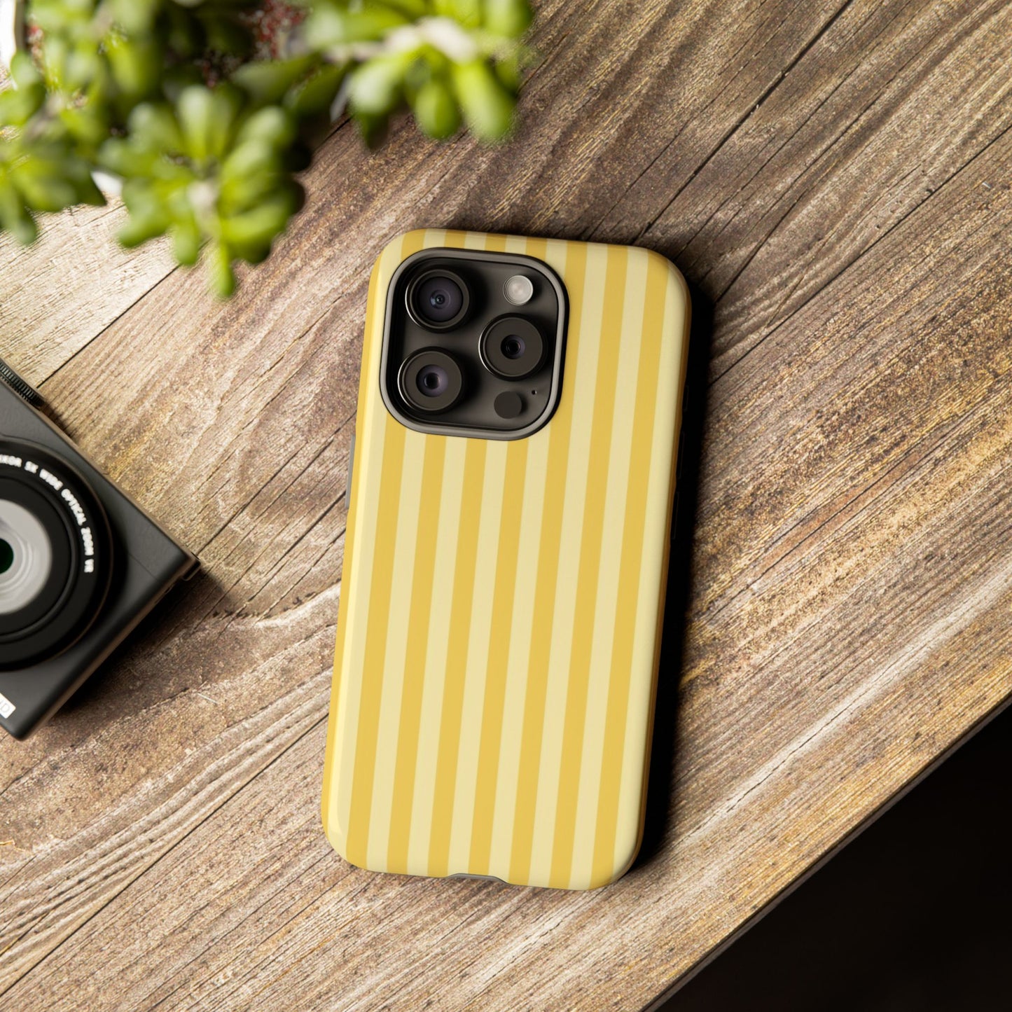 Yellow Stripe Tough Phone Case — Durable Protective iPhone Cover