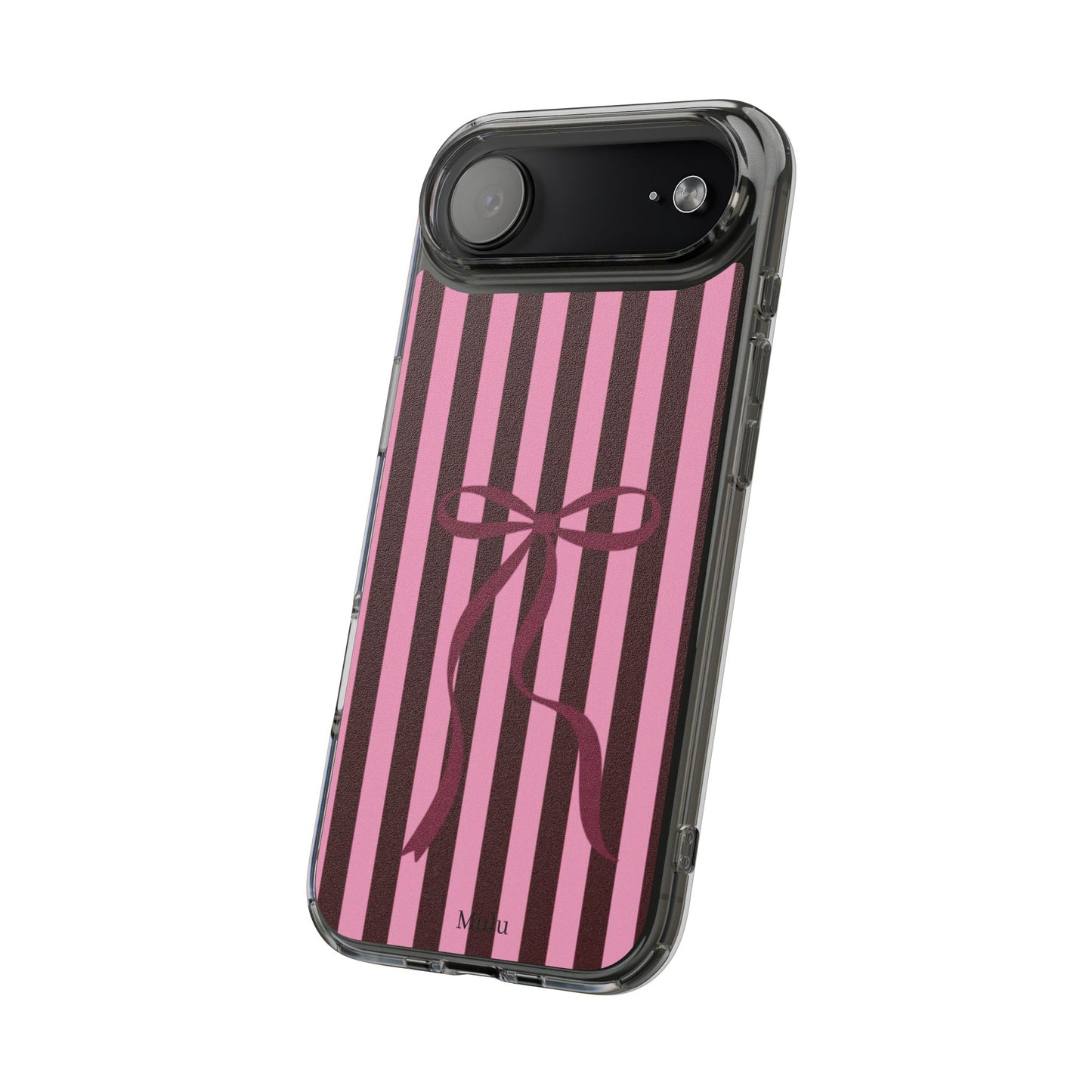 Pink Striped Ribbon Clear Impact-Resistant Phone Case
