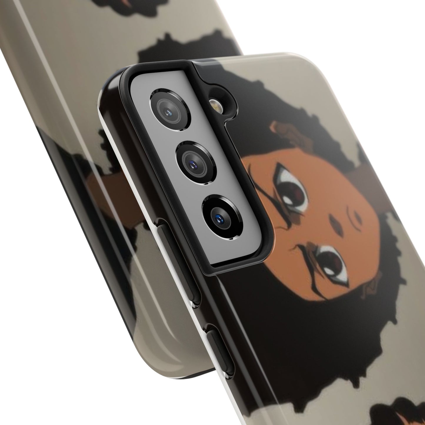 Tough Phone Case — Afro Anime Duo Face Design, Protective Shockproof Cover