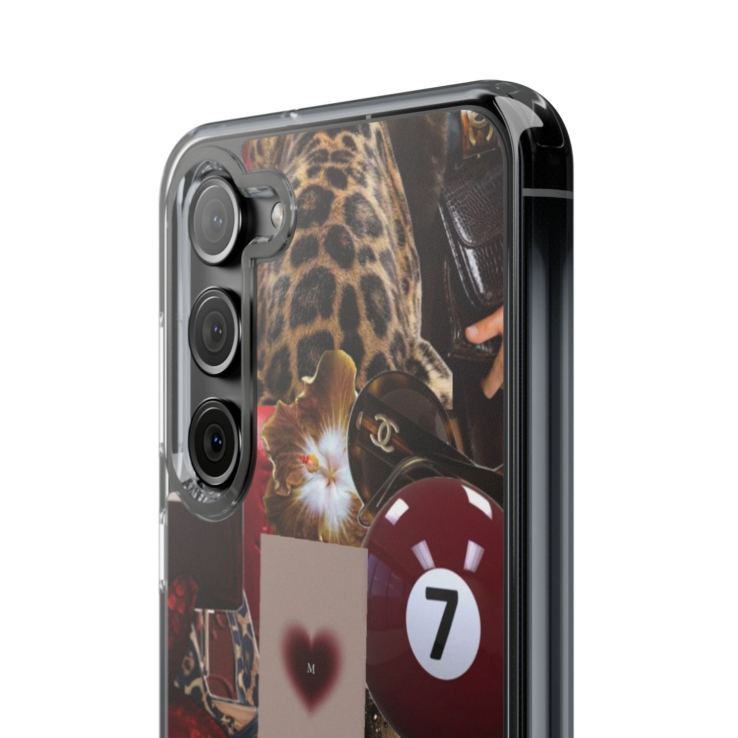 Clear Impact-Resistant Phone Case — Retro Cherry Collage Design