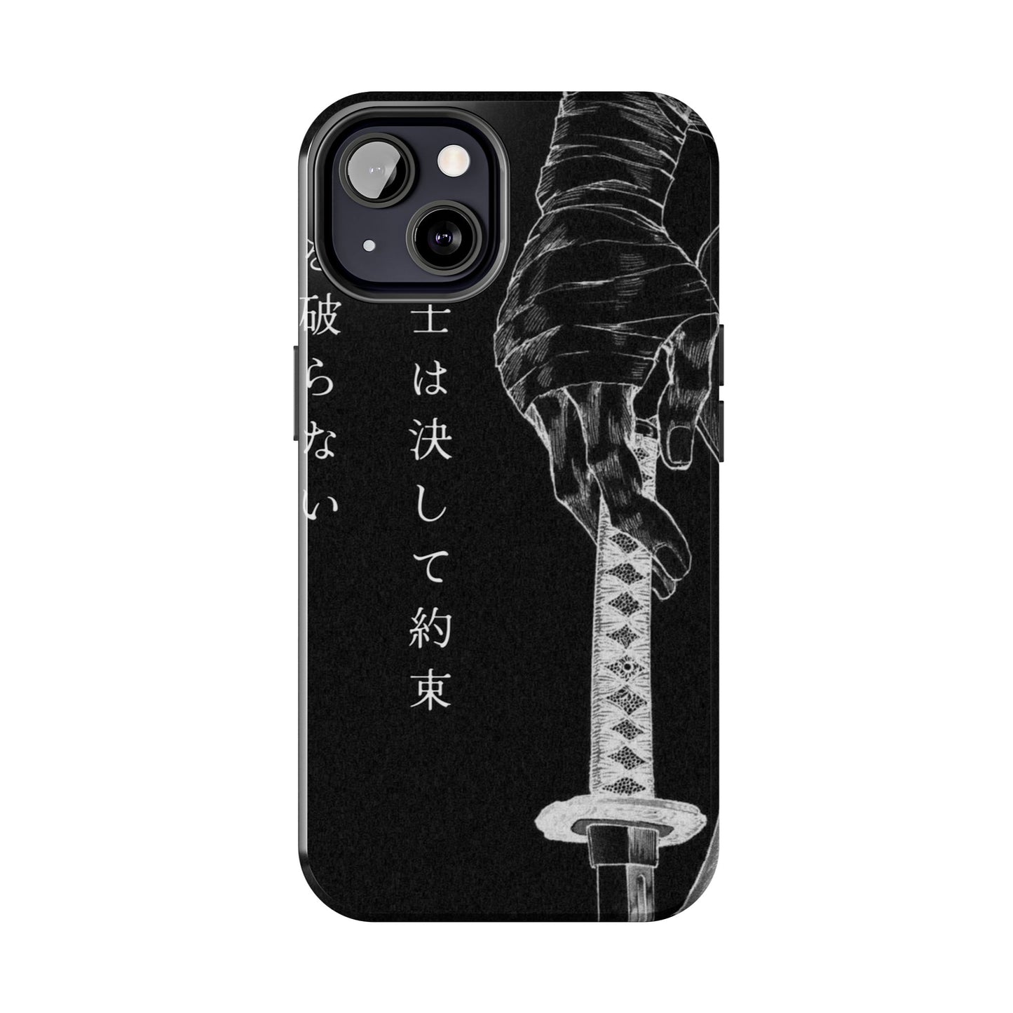 Samurai Vow Tough Phone Case — Black Katana Design with Japanese Text