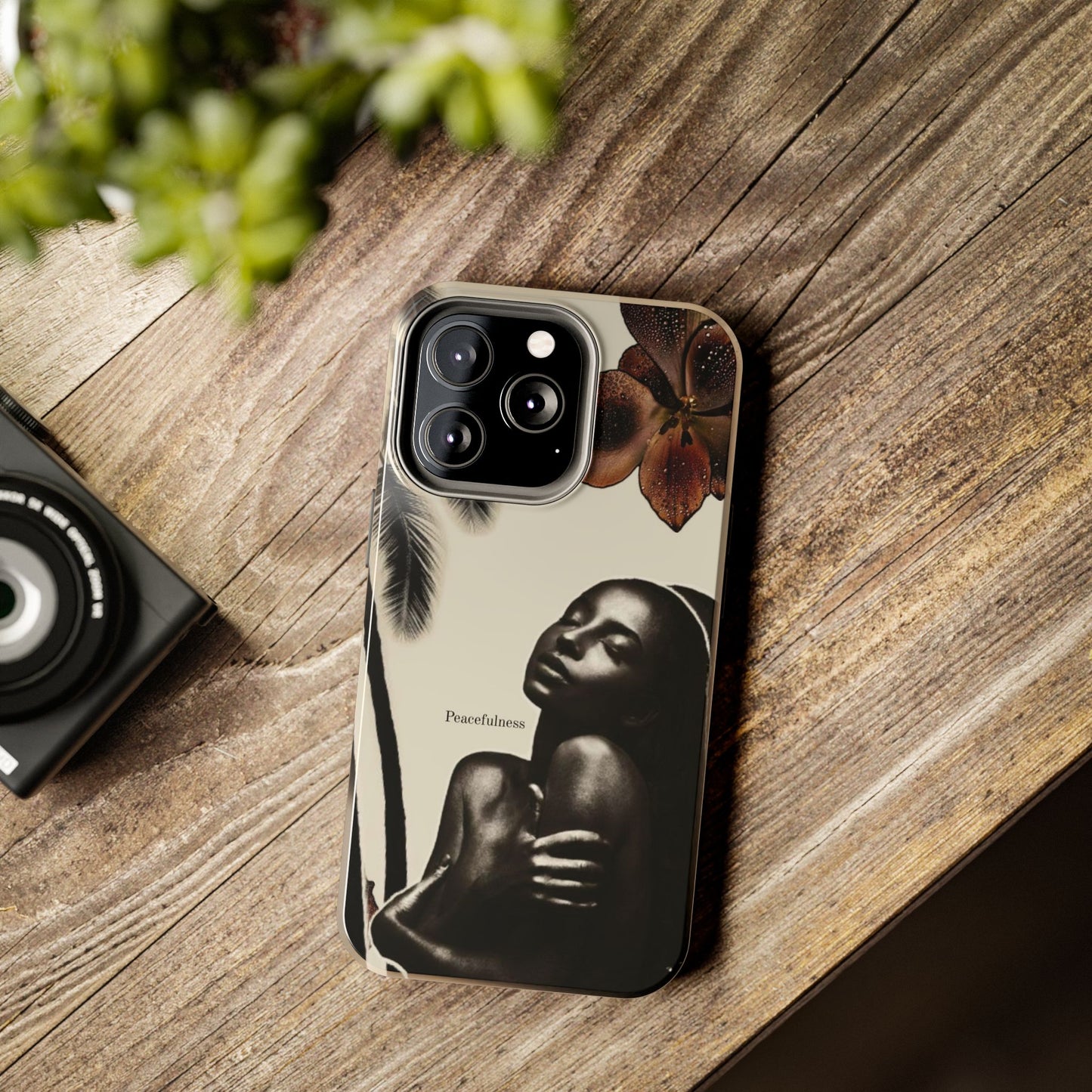 Tough Phone Case — "Peacefulness" Artistic Black Woman Floral Design