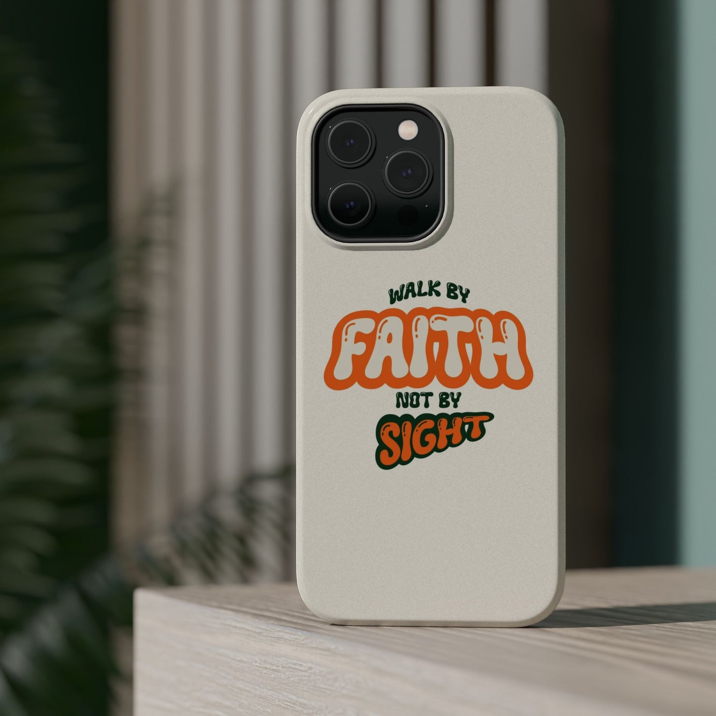Magnetic Impact-Resistant Case — "Walk by Faith Not by Sight" Inspirational Phone Cover