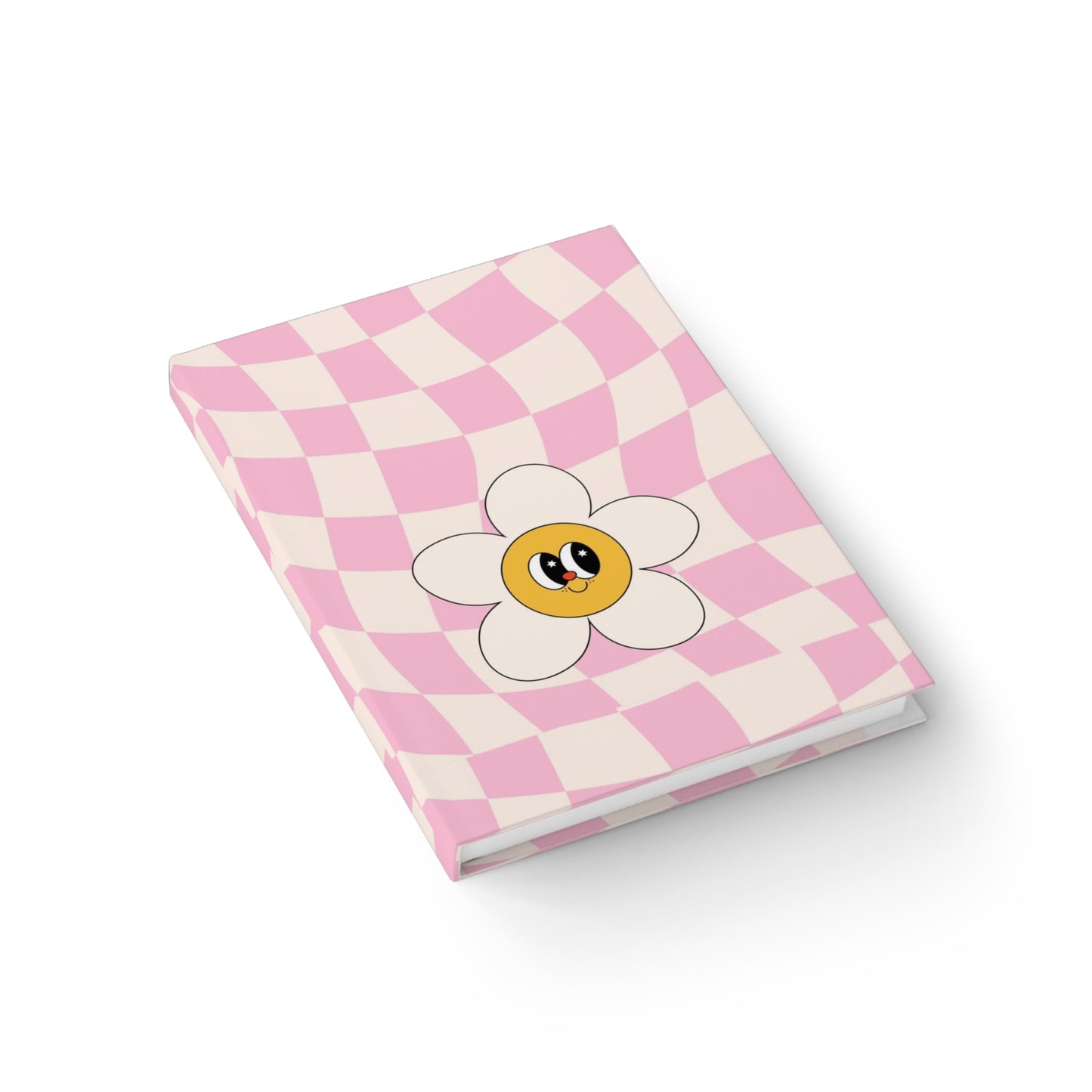 Pink Checker Daisy Journal — Cute Floral Lined Notebook for Kids & Teens