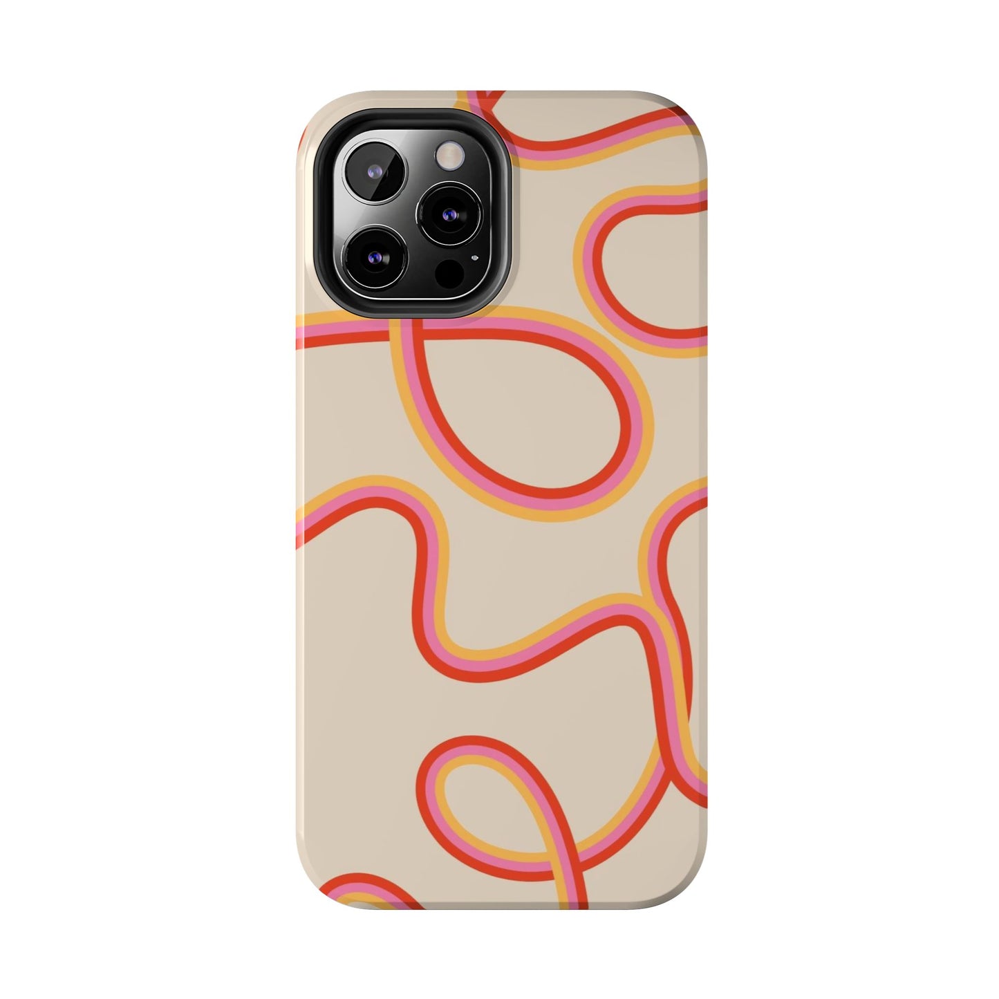 Retro Swirl Tough Phone Case — Beige Pink Orange Abstract Protection
