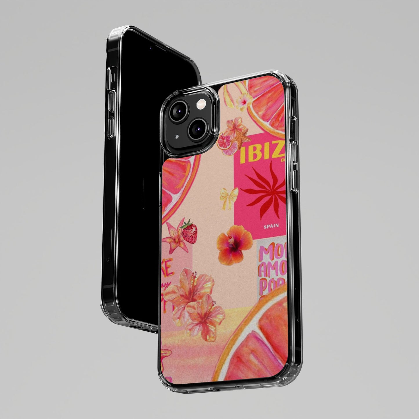 Clear Impact Phone Case — Pink Ibiza Citrus Floral Design