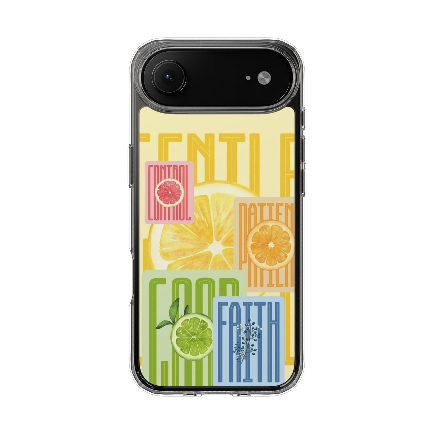 Clear Phone Case — Citrus Fruit Typography "Good Faith" Design