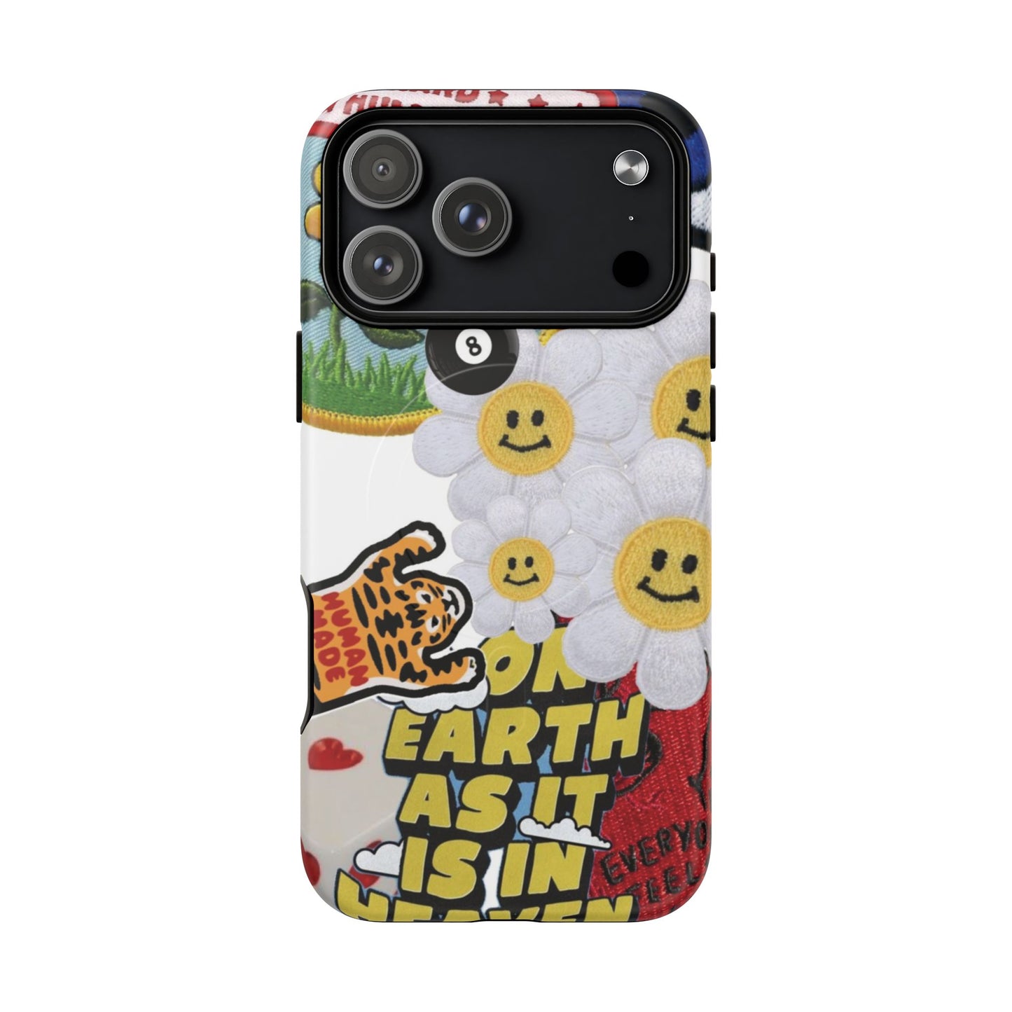Phone Case — Retro Smiley Daisy Collage Tough Magnetic Cover