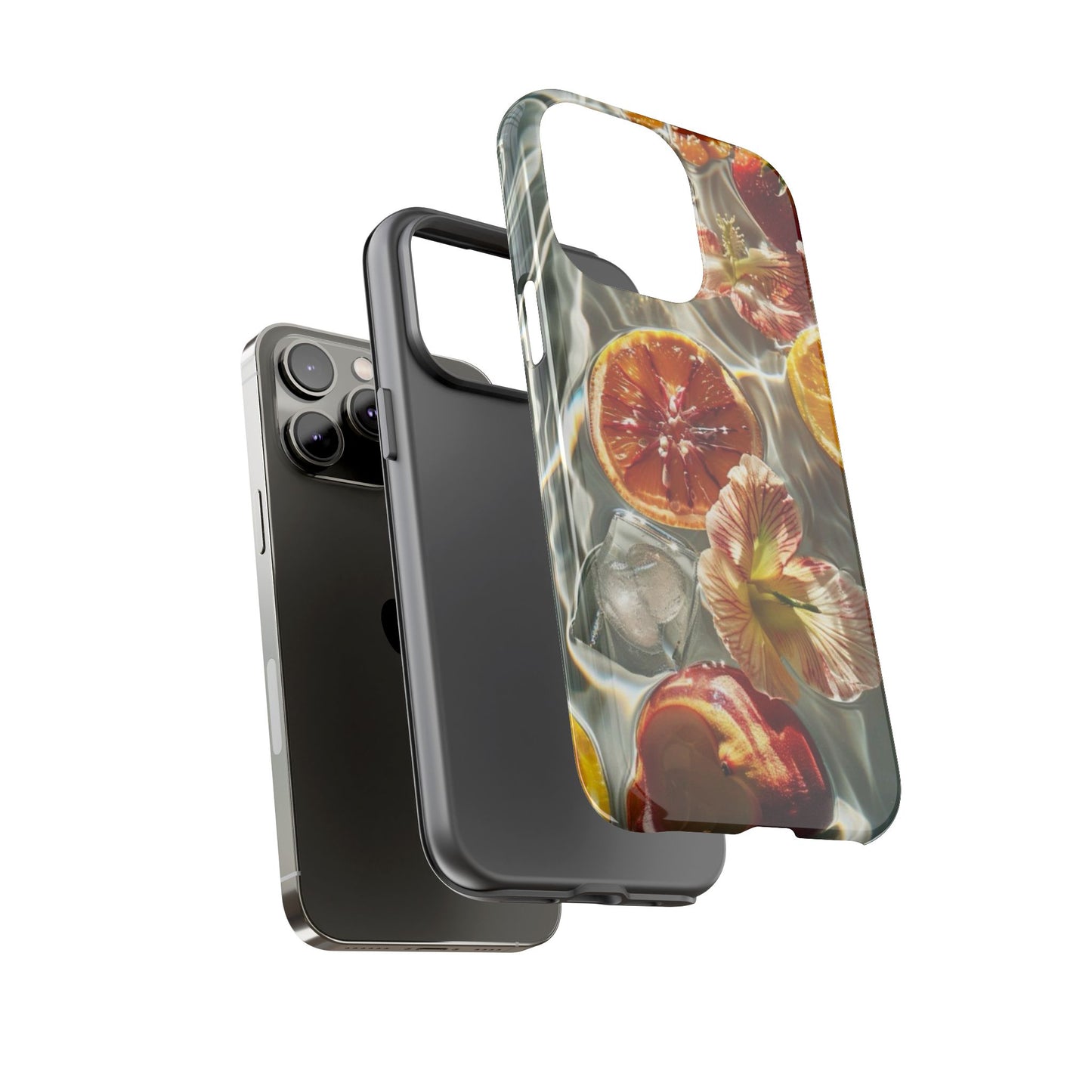 Citrus & Hibiscus Protective Phone Case – Summer Fruit Water Print Tough Case