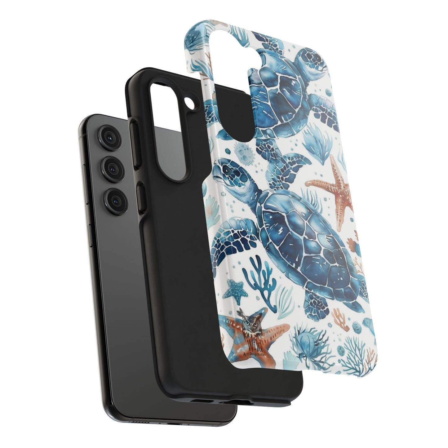 Sea Turtle Tough Phone Case — Blue Ocean Marine Life Protective Cover