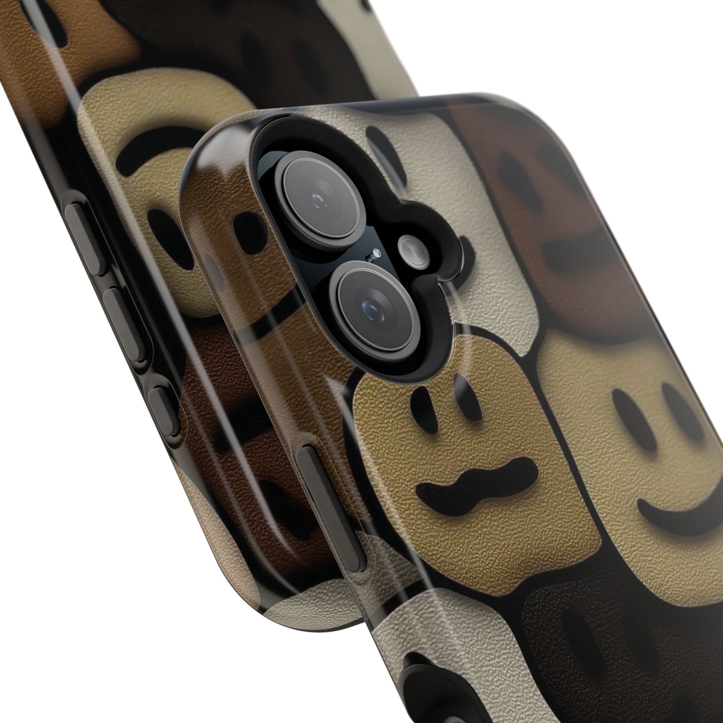 Magnetic Impact-Resistant Case — Brown Smiley Tile Phone Cover