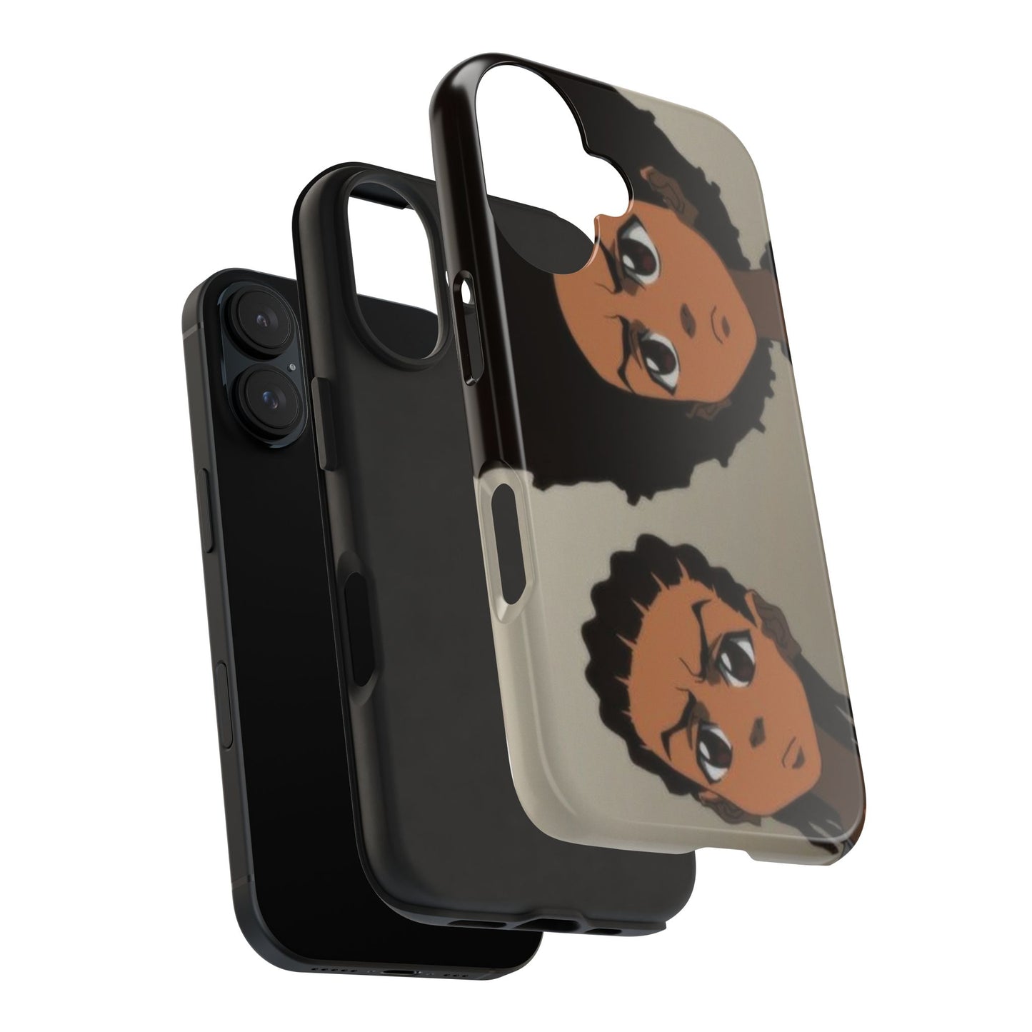 Tough Phone Case — Afro Anime Duo Face Design, Protective Shockproof Cover