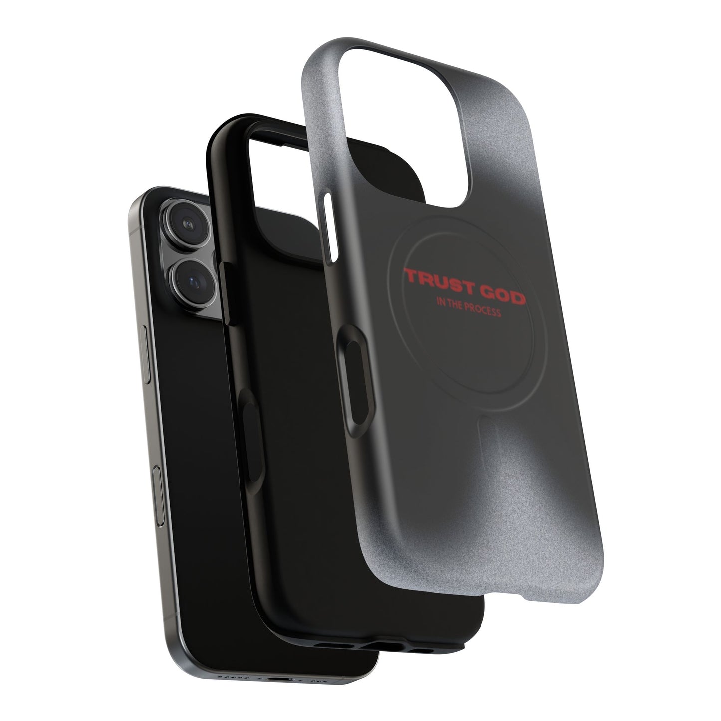 MagSafe Phone Case — "Trust God in the Process" Black Magnetic Tough Case