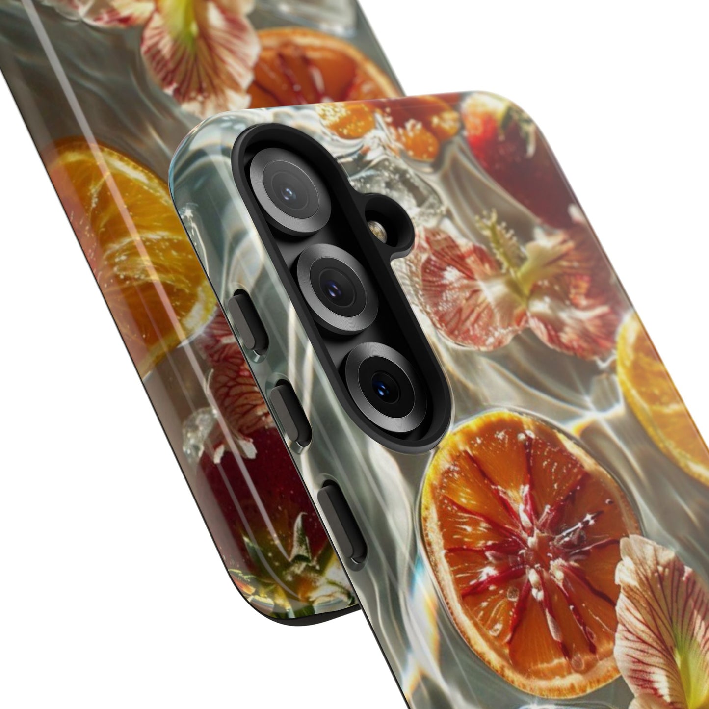 Citrus & Hibiscus Protective Phone Case – Summer Fruit Water Print Tough Case