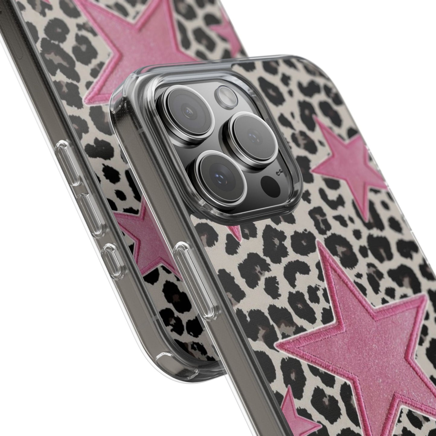 Pink Star Leopard Clear Impact Phone Case