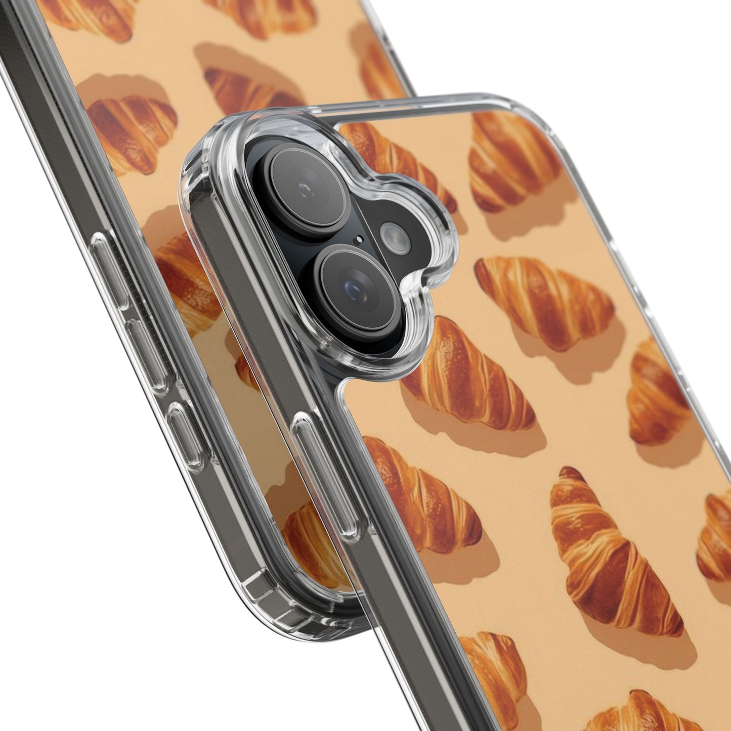 Croissant Pattern Clear Phone Case — Bakery-themed Transparent iPhone Cover