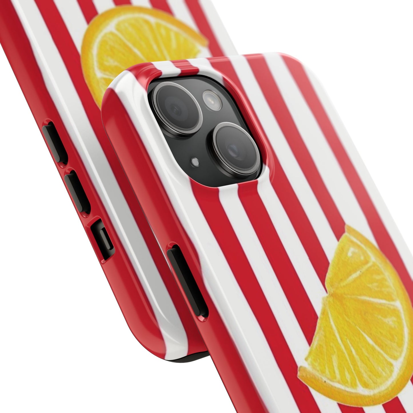 Lemon Slice Red & White Stripe Tough Phone Case