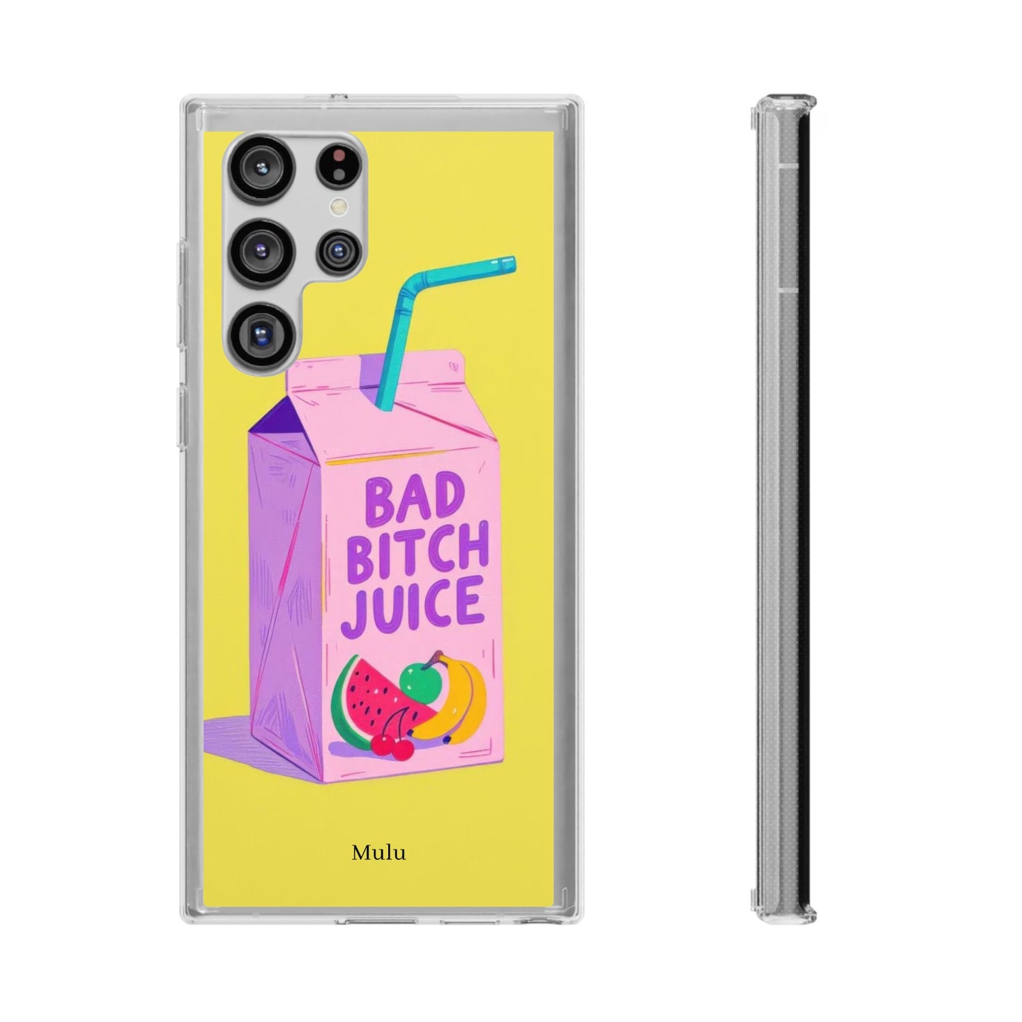 Clear Impact-Resistant Phone Case — "Bad Bitch Juice" Cartoon Juice Box Design