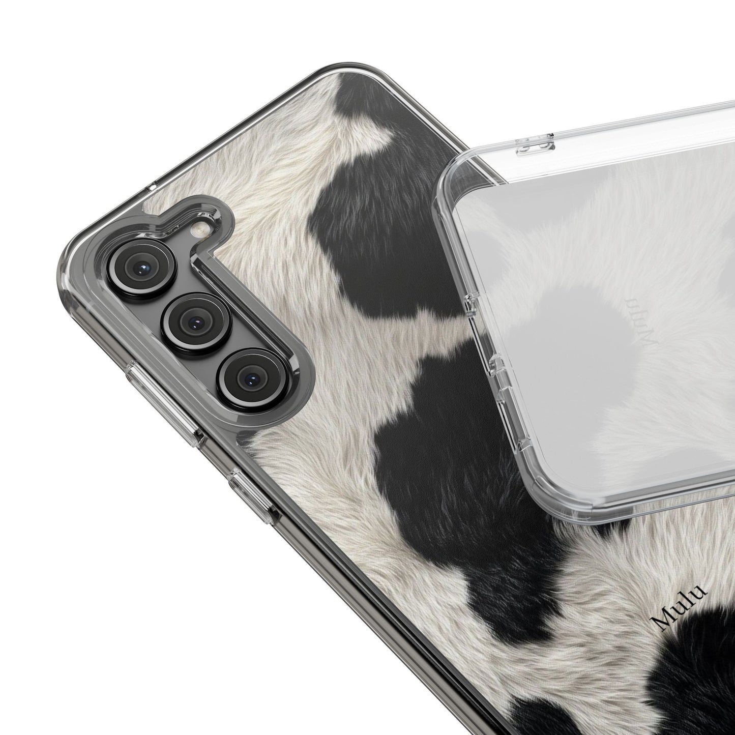 Cow Print Clear Impact Phone Case — Faux Fur Black & White Protection