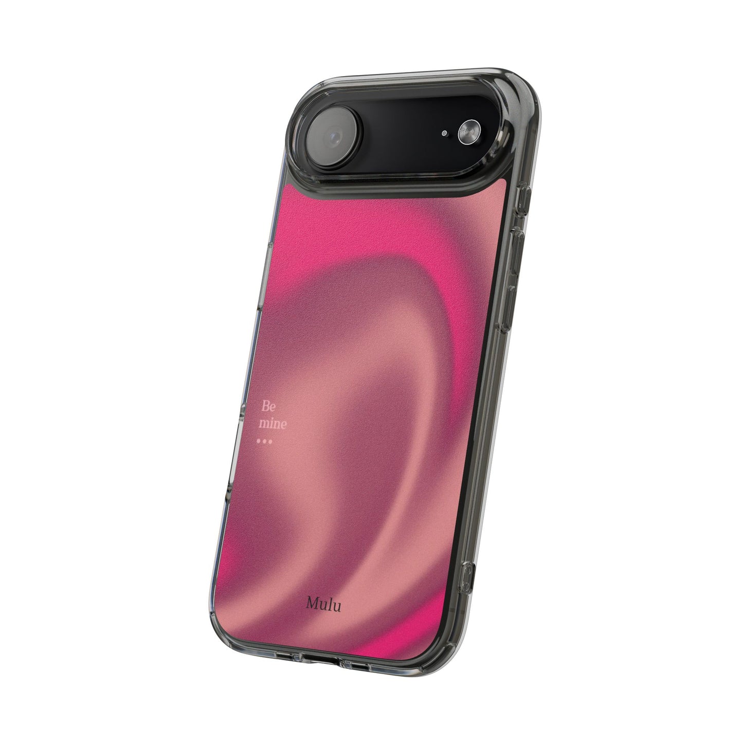 Clear Impact Phone Case — Pink Satin Swirl "Be mine" Design