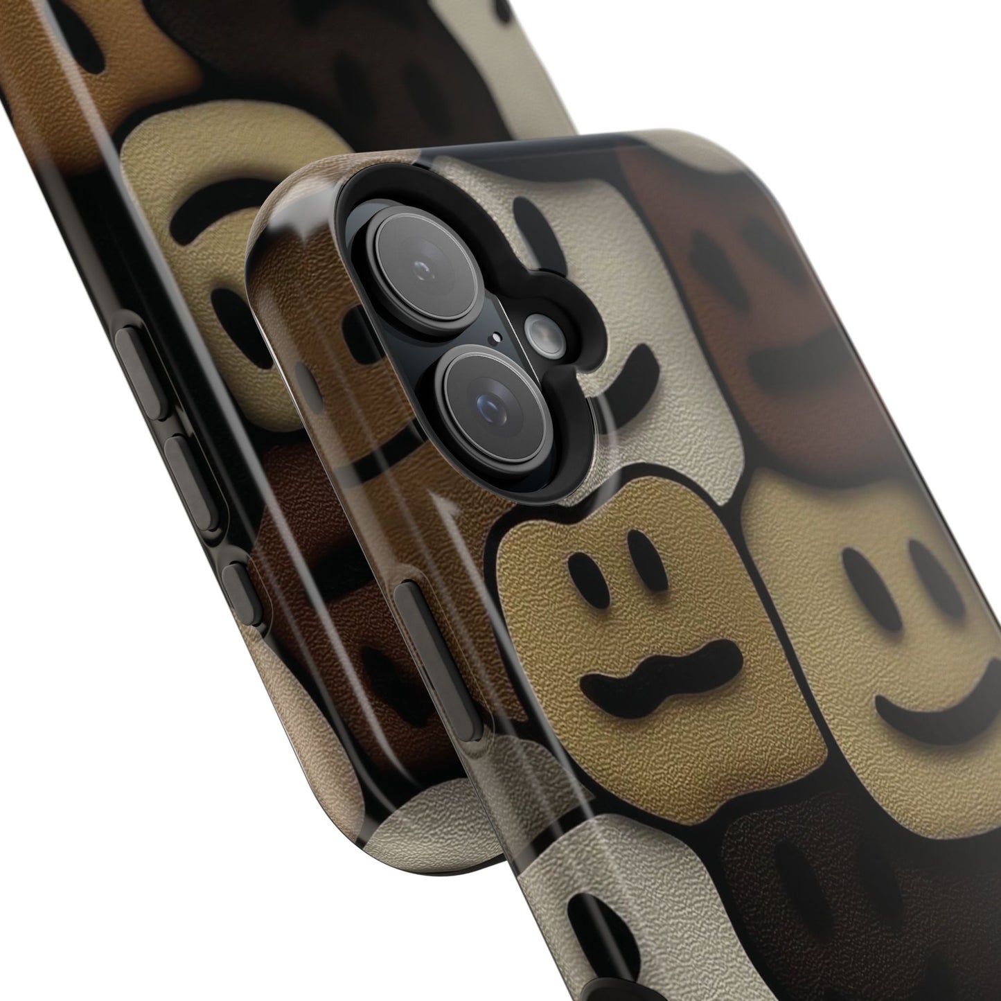 Magnetic Impact-Resistant Case — Brown Smiley Tile Phone Cover