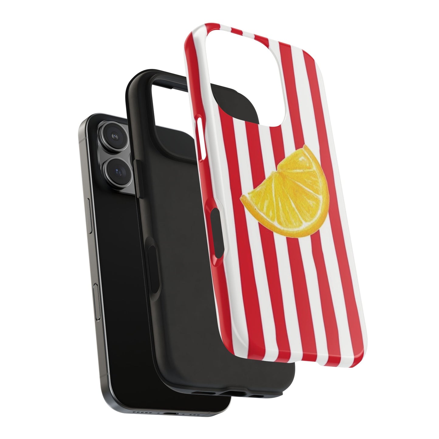 Lemon Slice Red & White Stripe Tough Phone Case