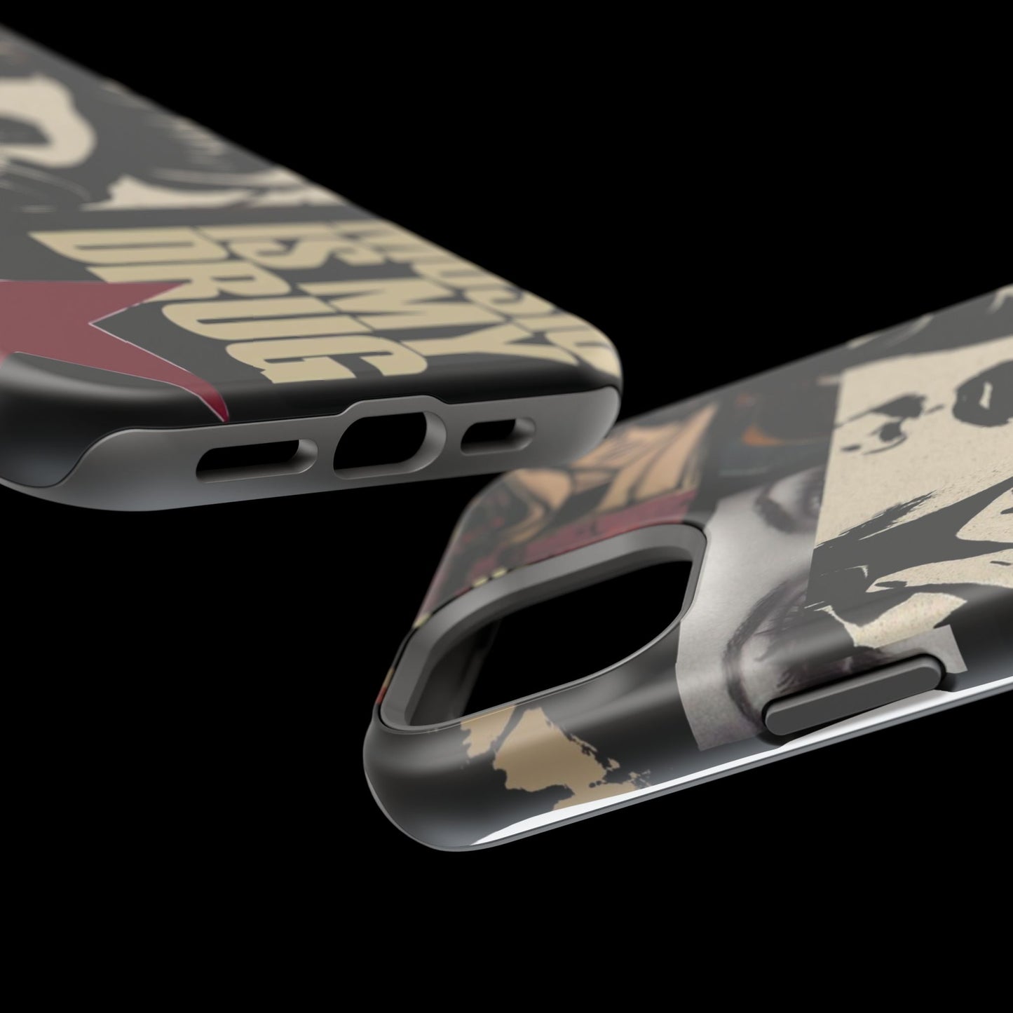 Magnetic Impact Phone Case — Retro Pop Art "Music Is My Drug" Design