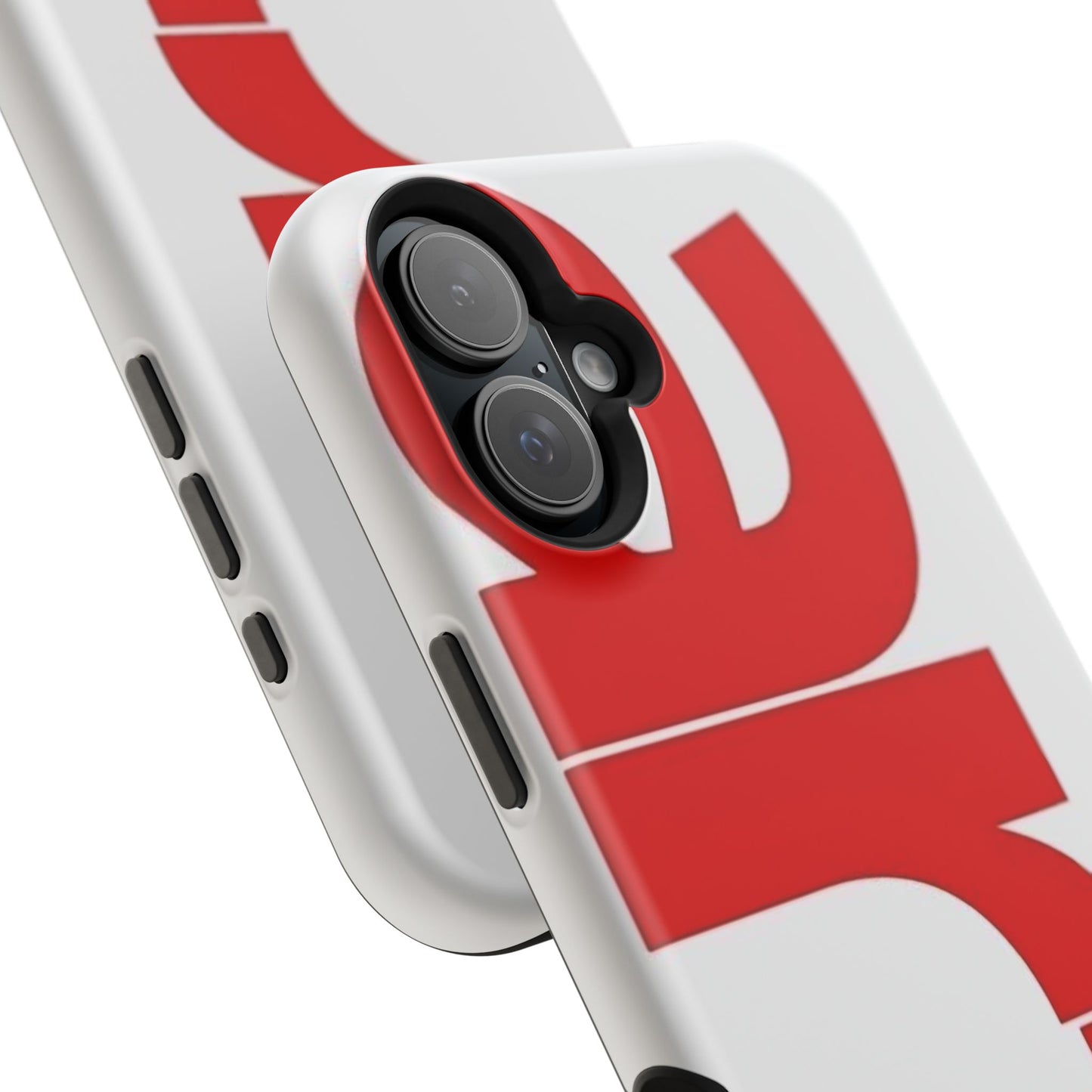 Magnetic Impact-Resistant Phone Case — Bold Red Typographic Design