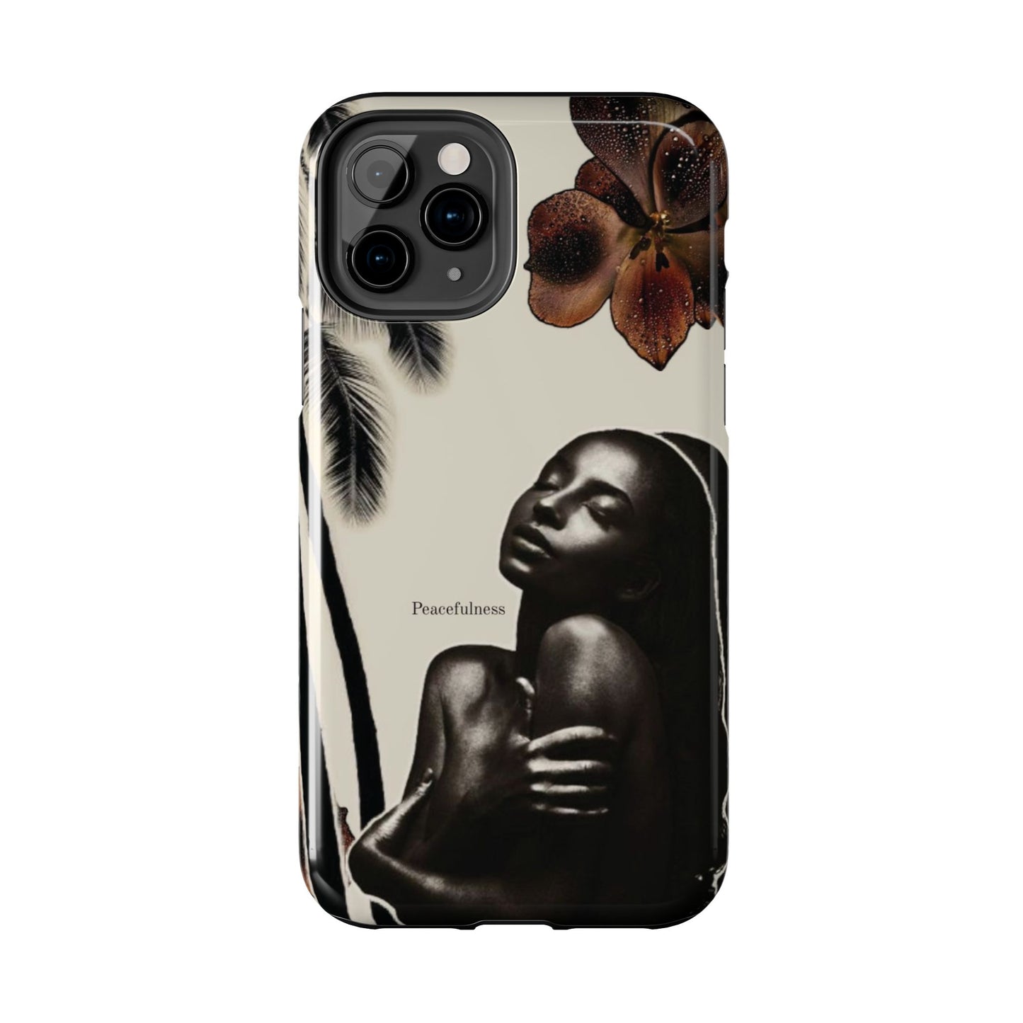 Tough Phone Case — "Peacefulness" Artistic Black Woman Floral Design