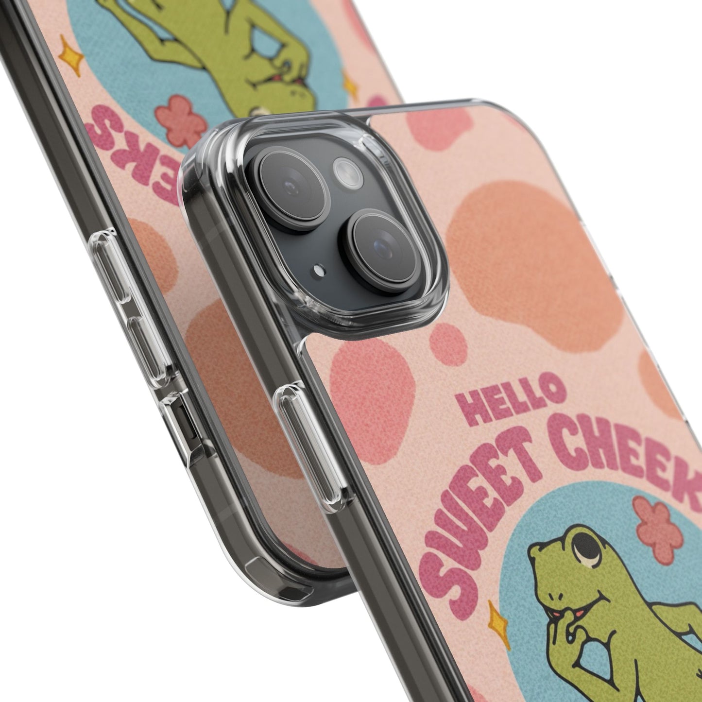 Clear Impact Phone Case — "Hello Sweet Cheeks" Retro Frog Design