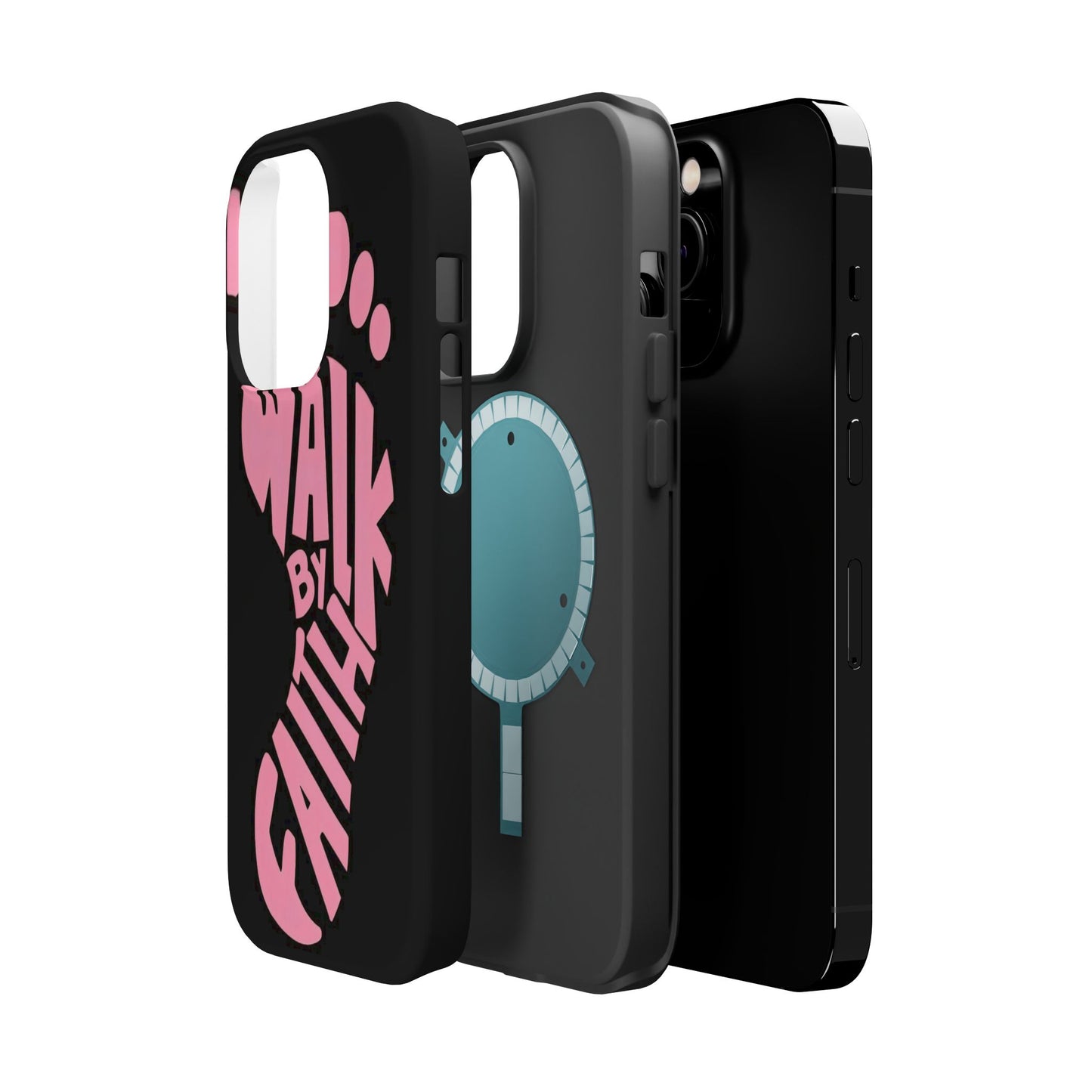 Phone Case — "Walk By Faith" Pink Footprint Magnetic Impact-Resistant Case
