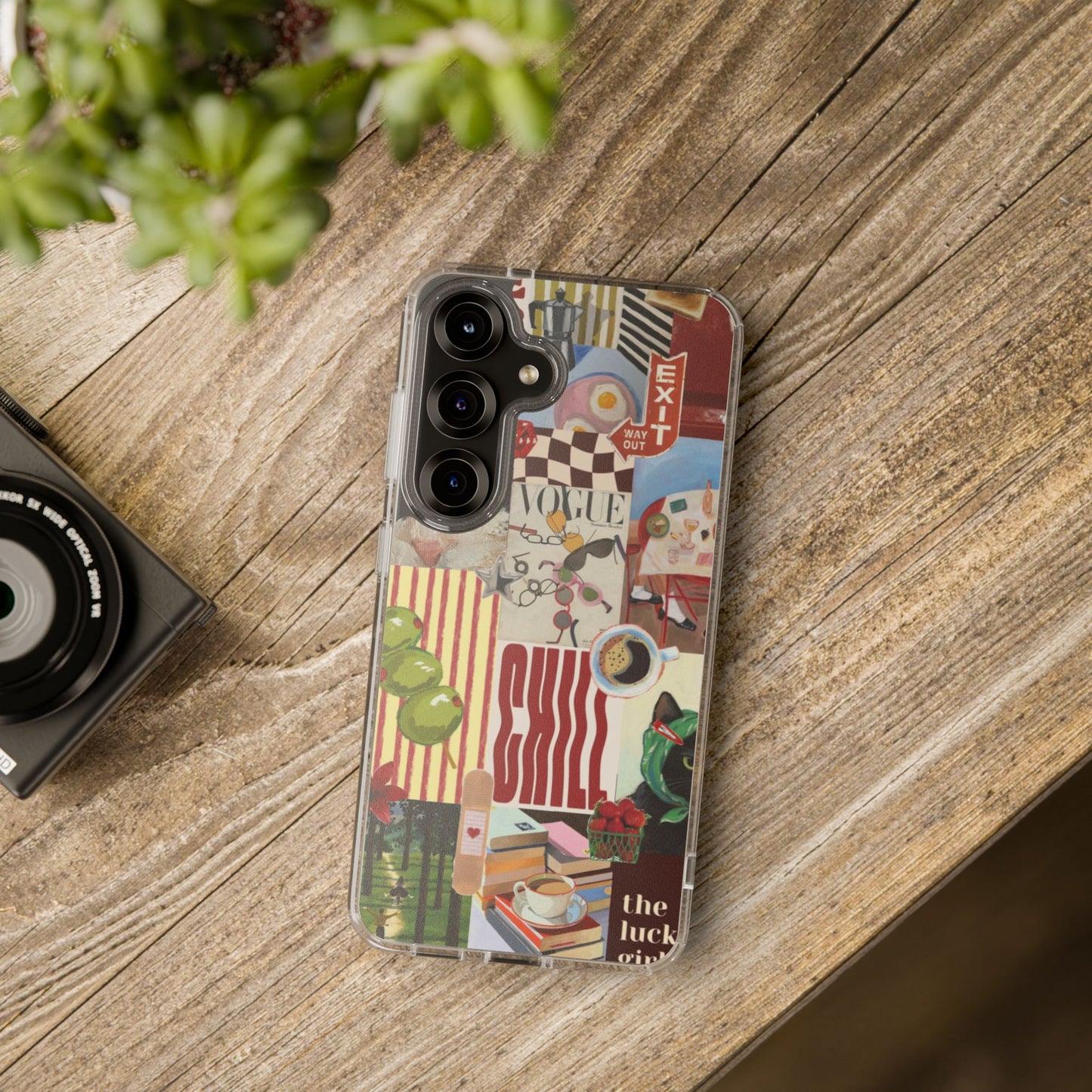 Collage Vintage Aesthetic Clear Impact-Resistant Phone Case