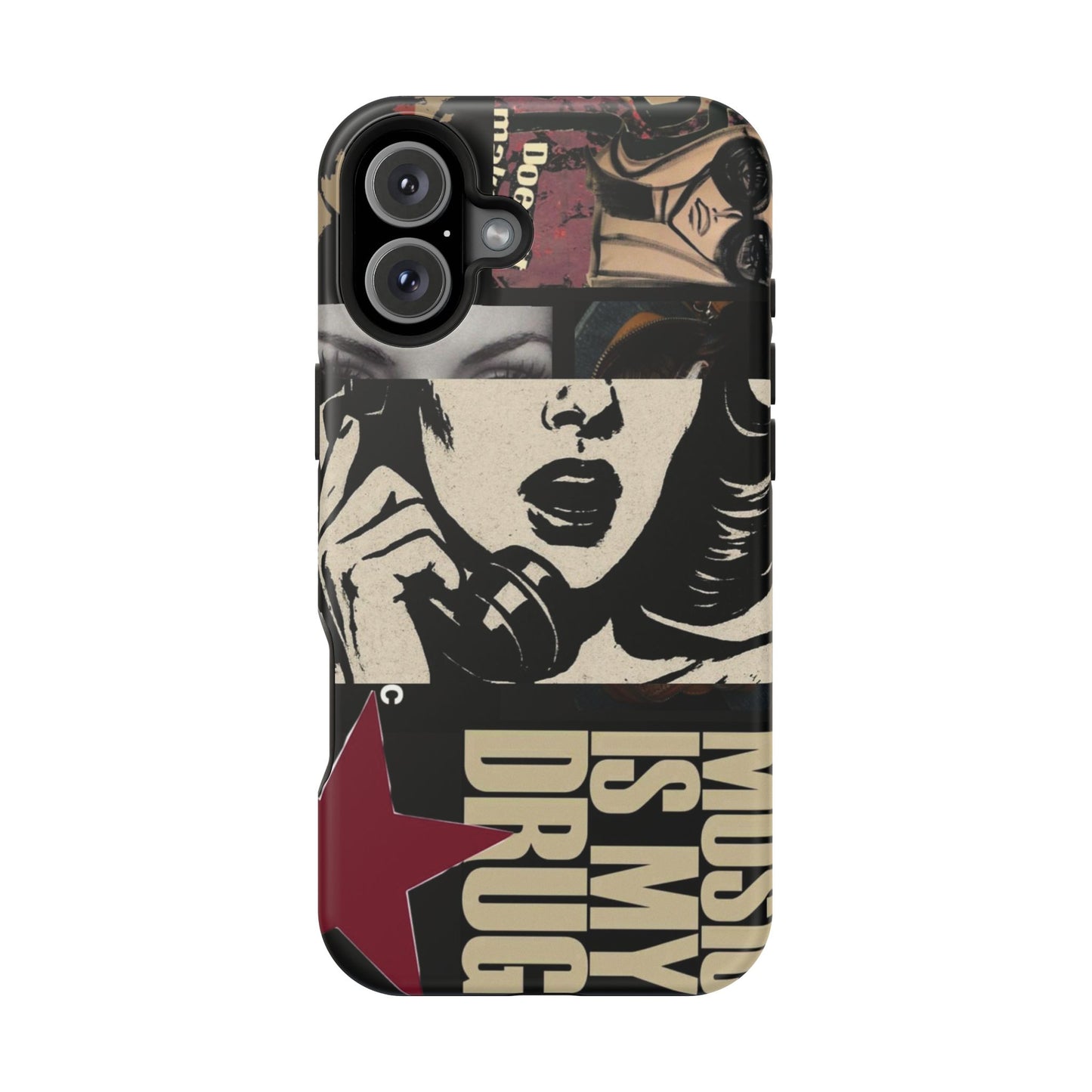 Magnetic Impact Phone Case — Retro Pop Art "Music Is My Drug" Design