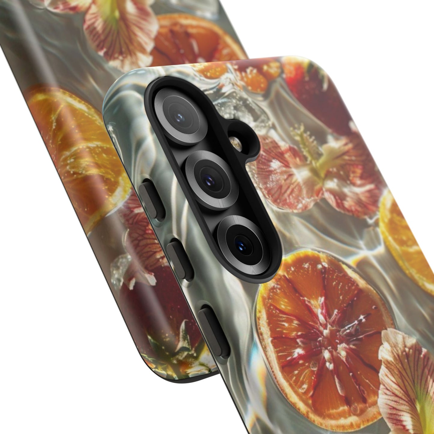 Citrus & Hibiscus Protective Phone Case – Summer Fruit Water Print Tough Case