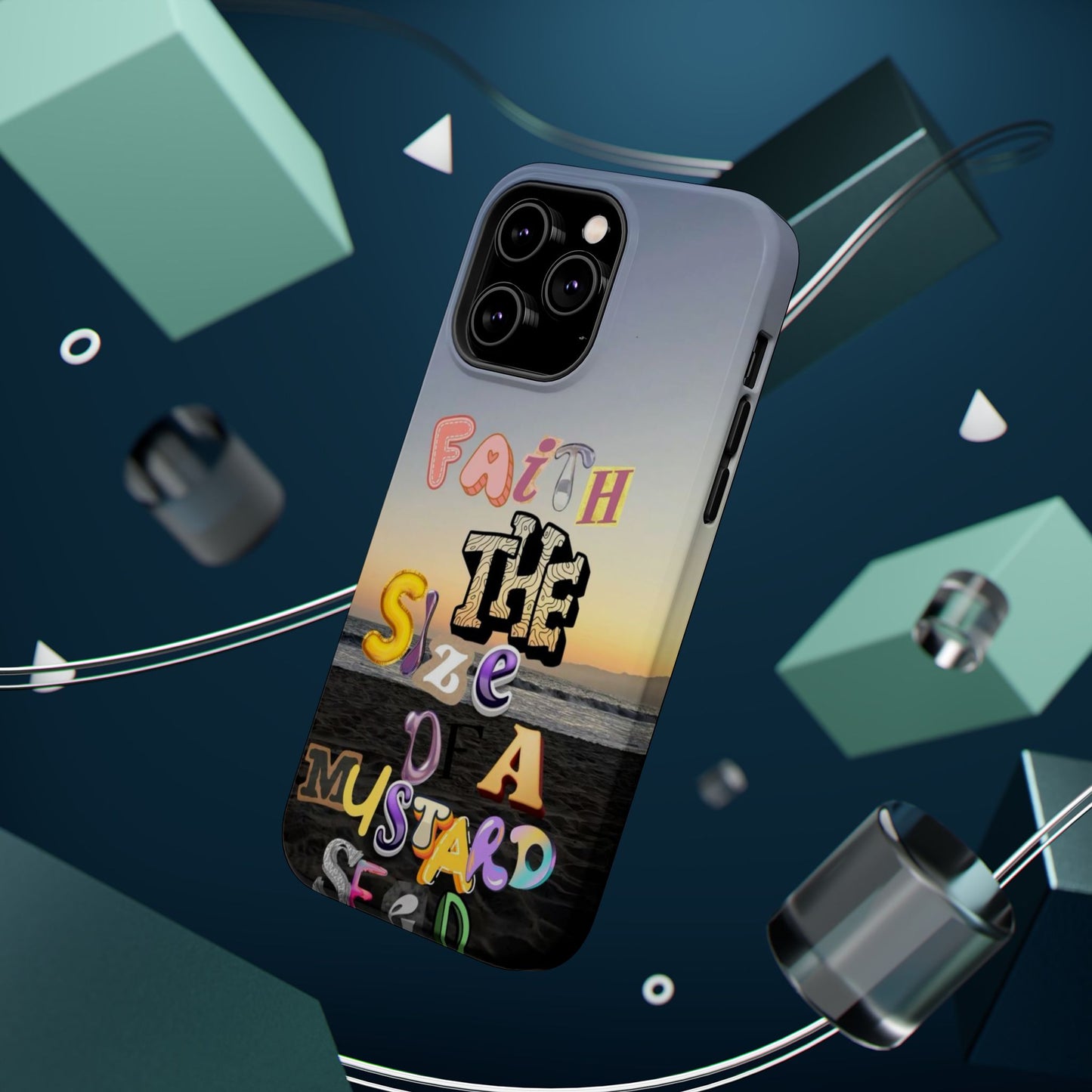 Magnetic Impact-Resistant Phone Case — "Faith the Size of a Mustard Seed" Sunset Design