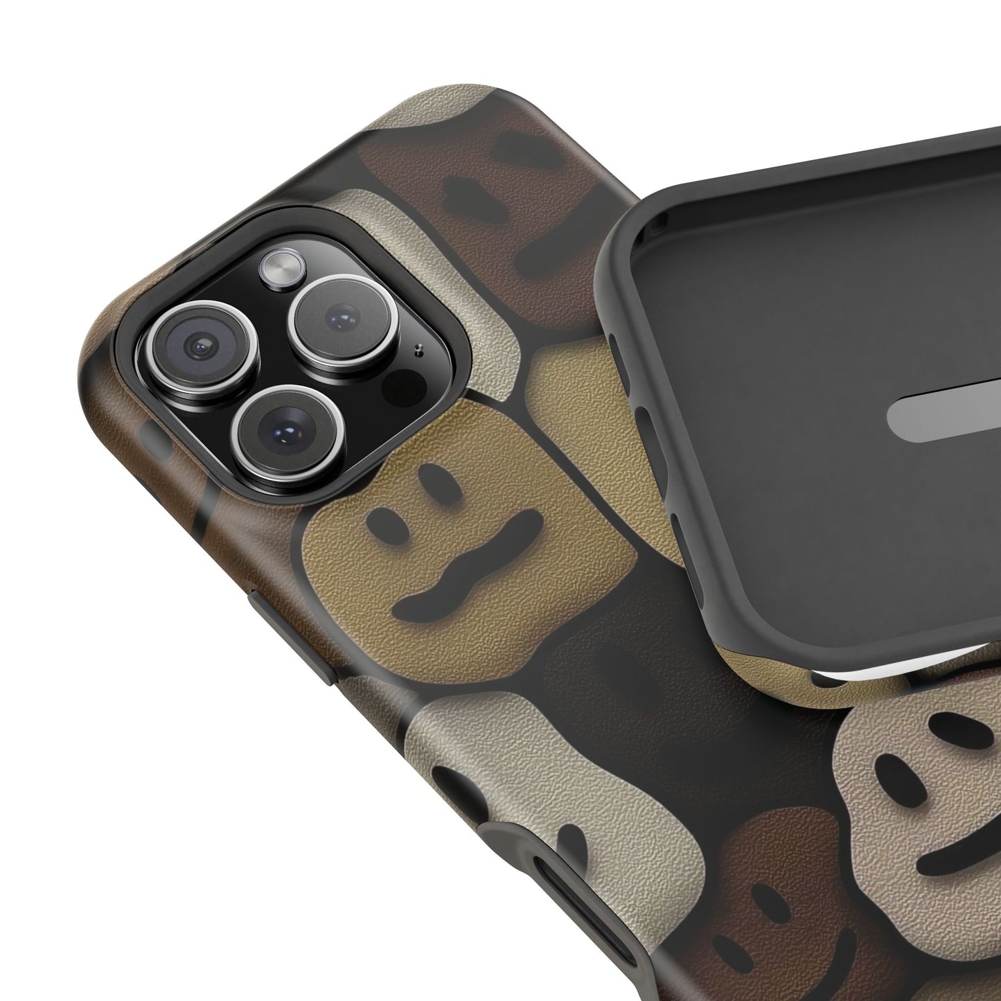 Magnetic Impact-Resistant Case — Brown Smiley Tile Phone Cover