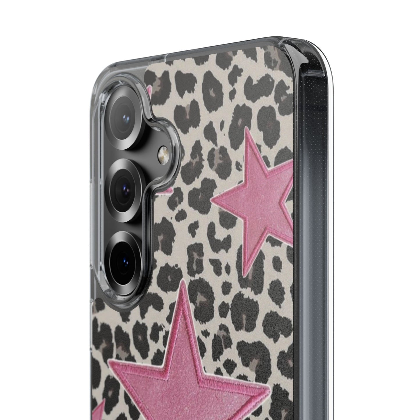 Pink Star Leopard Clear Impact Phone Case