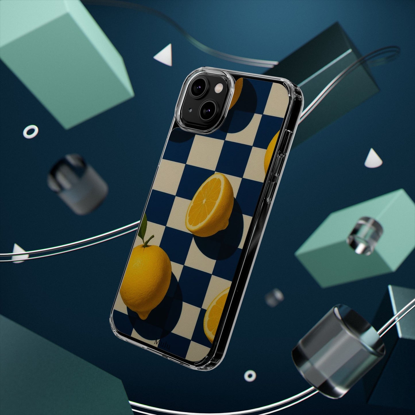 Clear Impact-Resistant Case — Retro Checkered Lemons Phone Case
