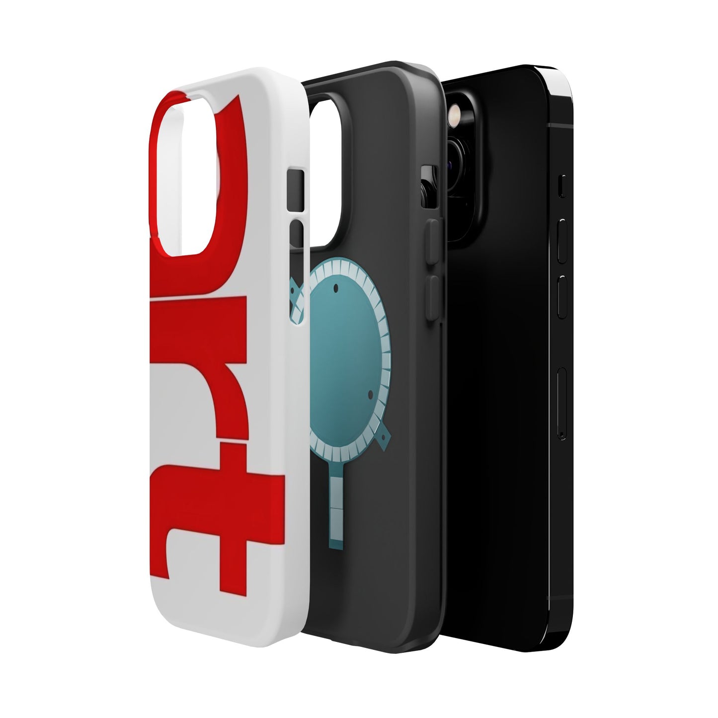 Magnetic Impact-Resistant Phone Case — Bold Red Typographic Design