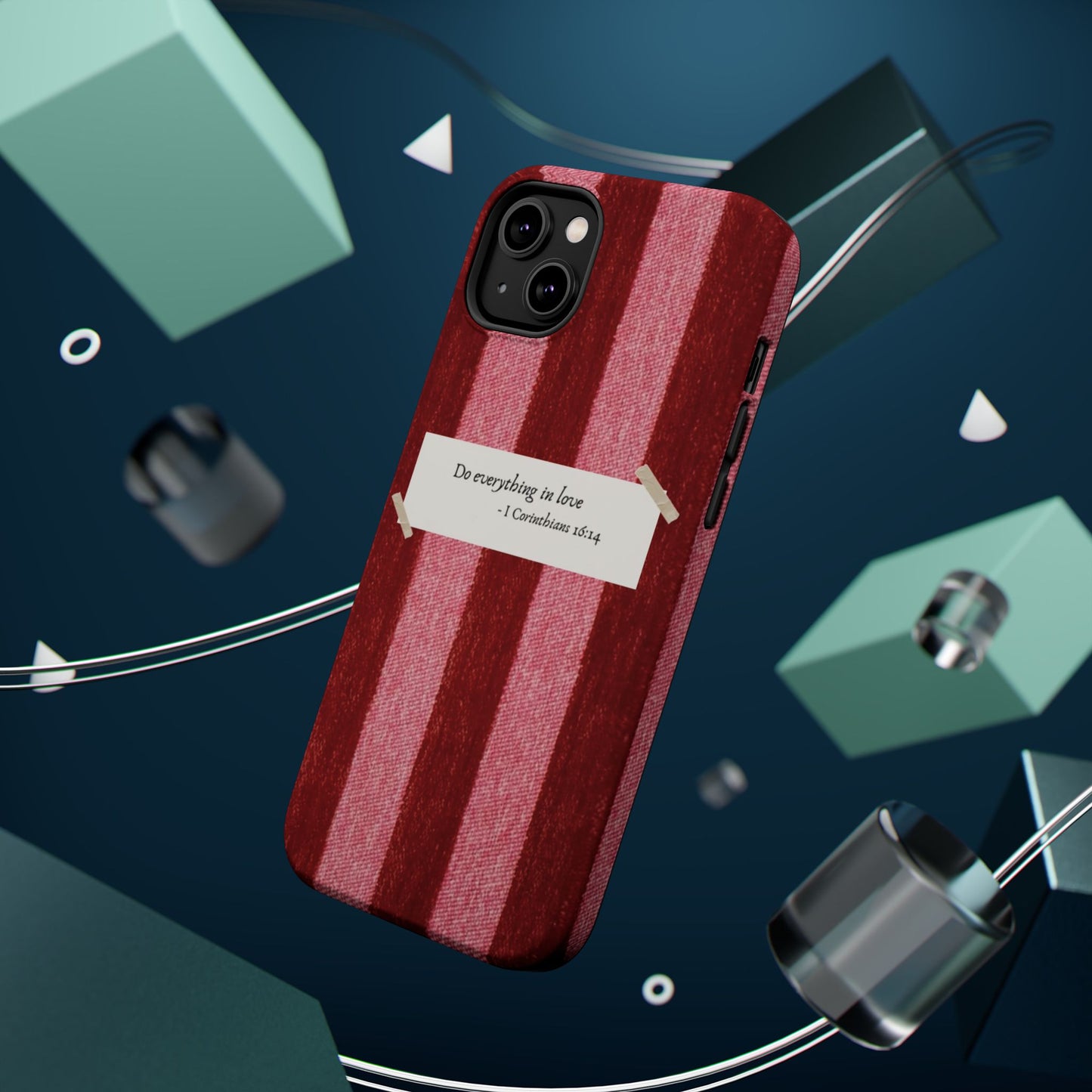 Christian Quote Red Stripe Phone Case — “Do everything in love” Magnetic Impact-Resistant Case
