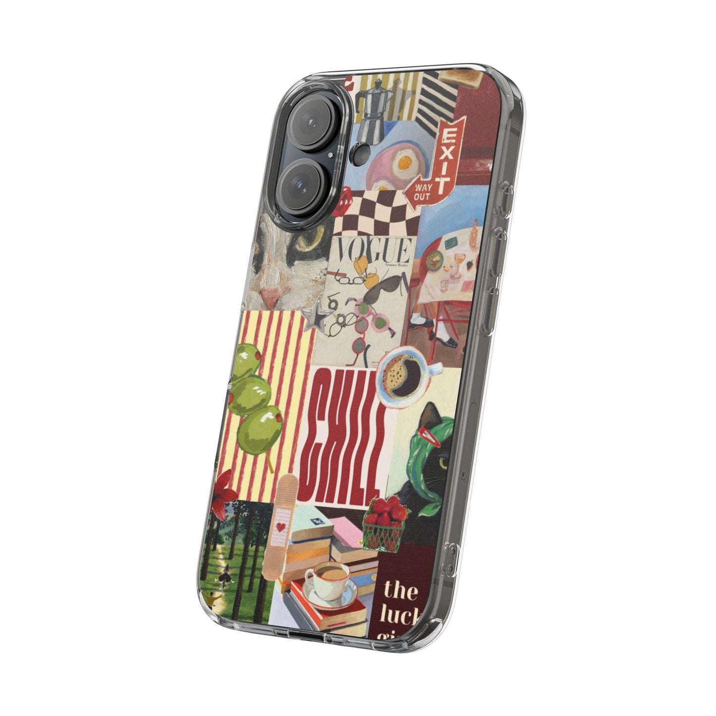 Collage Vintage Aesthetic Clear Impact-Resistant Phone Case
