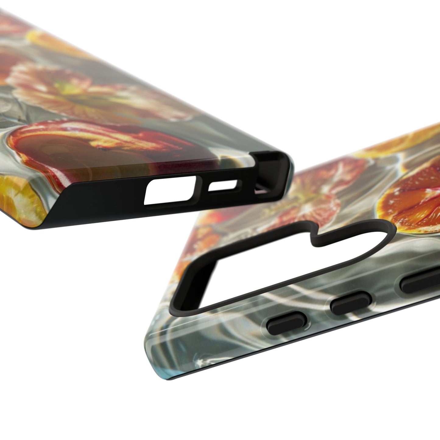 Citrus & Hibiscus Protective Phone Case – Summer Fruit Water Print Tough Case