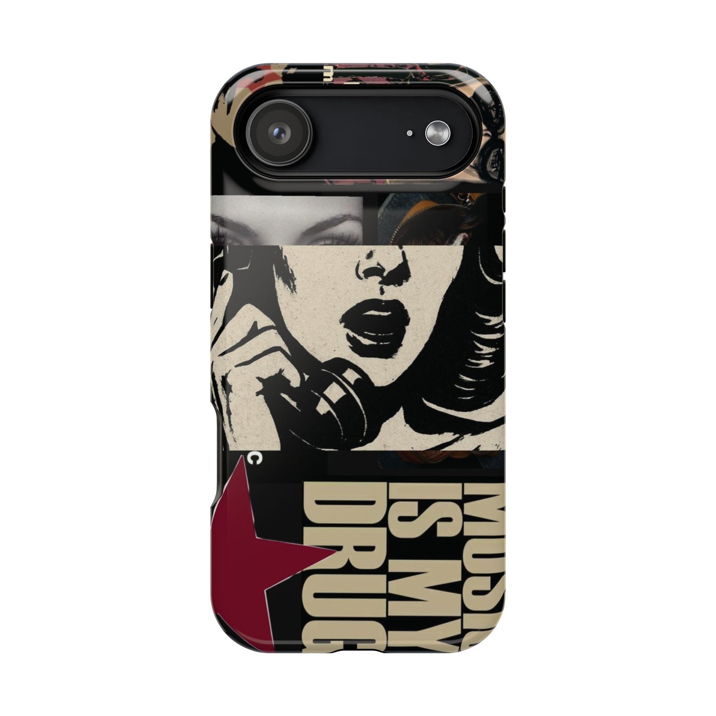 Magnetic Impact Phone Case — Retro Pop Art "Music Is My Drug" Design